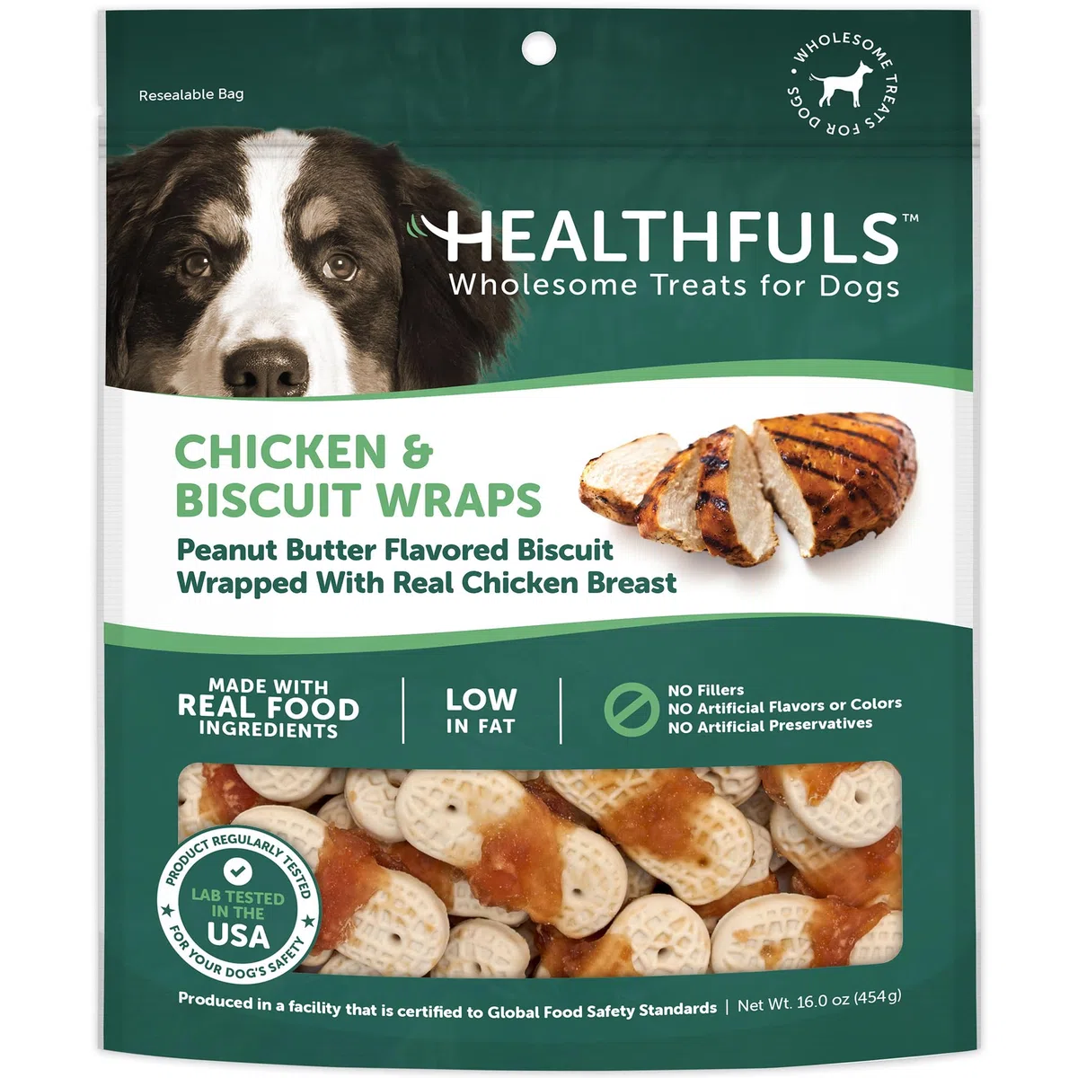 Healthfuls Galletas para Perros con Sabor a Pollo y Mantequilla de maní, 16 onzas