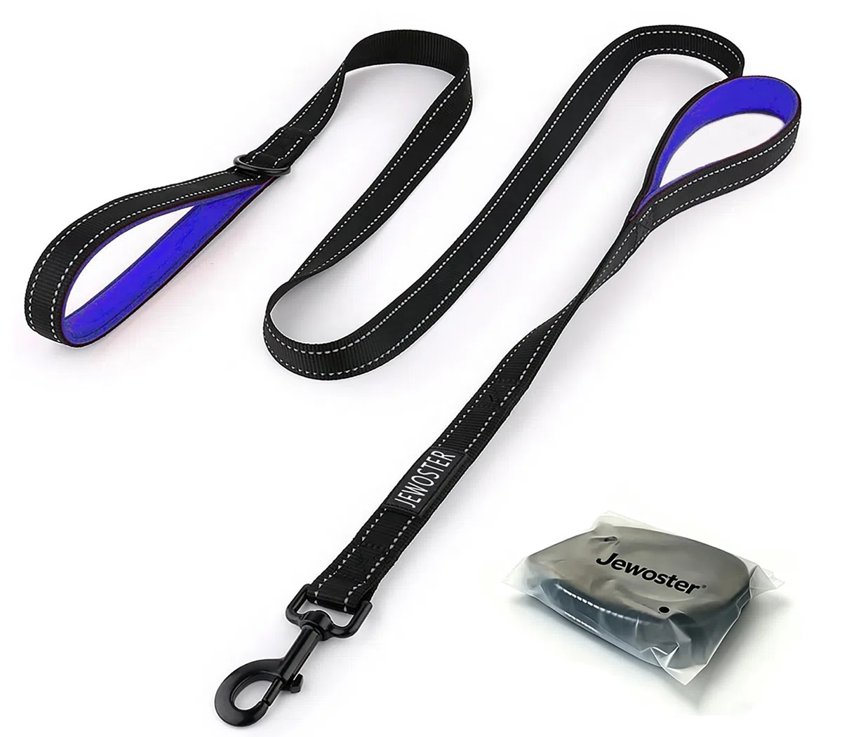 Correa para perro resistente, 2 asas con asa acolchada para mayor control, 6 pies de largo, perfecta para perros medianos a grandes (6 pies, negro azul)