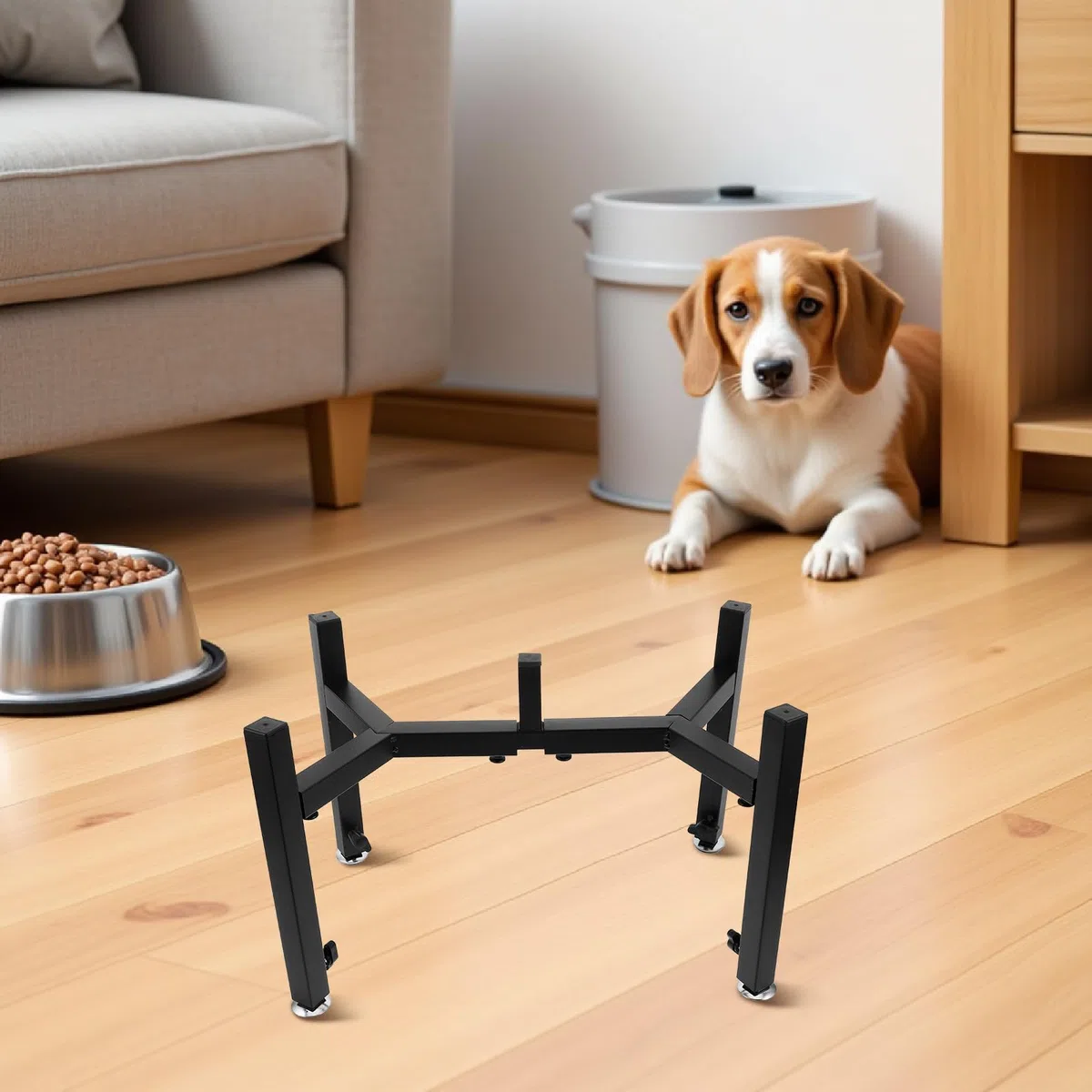 PACKOVE Comedero Elevado para Perros Cuencos de Acero Inoxidable Ajustables, Soporte de Hierro Altura Regulable para Interior y Camping