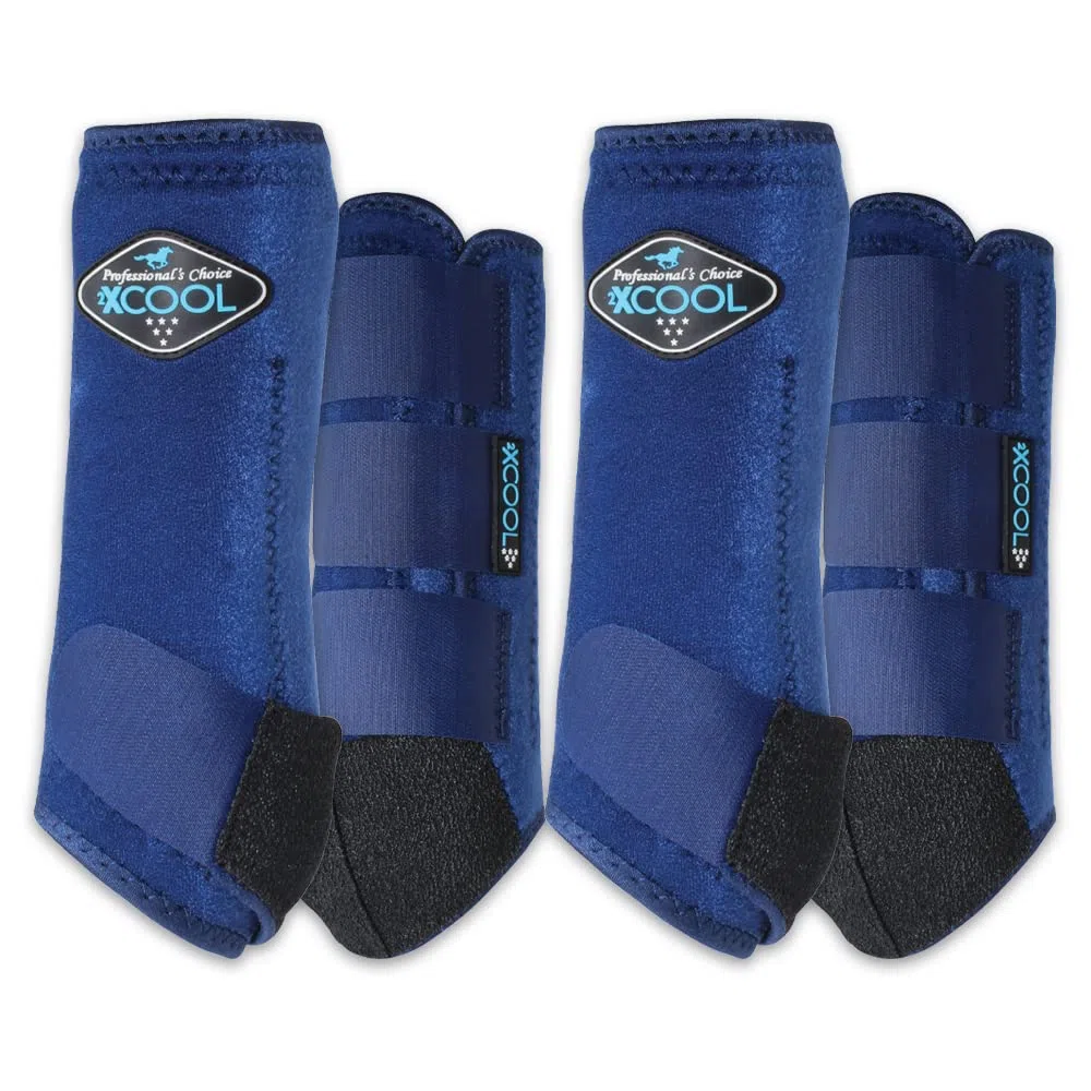 Professional's Choice 2XCOOL Botas deportivas de medicina para caballos activos, diseño protector y transpirable para máxima comodidad y durabilidad, juego económico de 4, L, azul marino