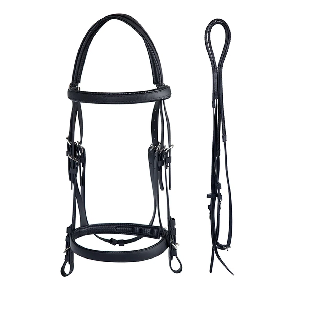Cabeza de jaula de nylon pesada ajustable, Brida de caballo negra XS/S/M/L cómoda cabeza ecuestre acolchada ajustable suave(Small)