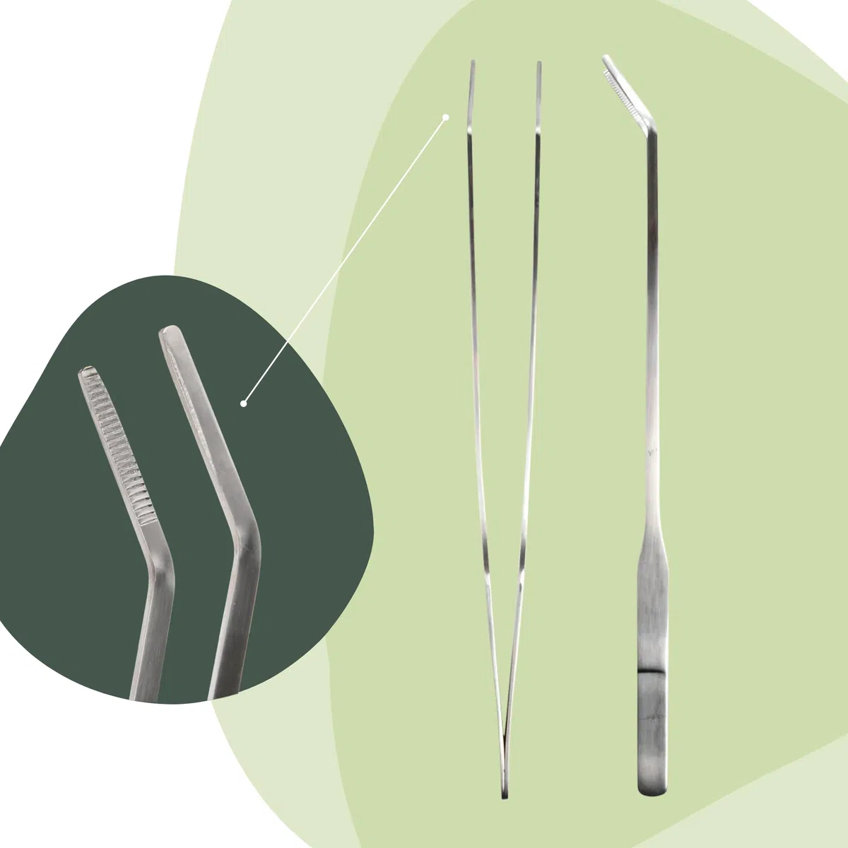 Pinzas para Terrario de Acero Inoxidable, Cuidado de Plantas, 26 cm