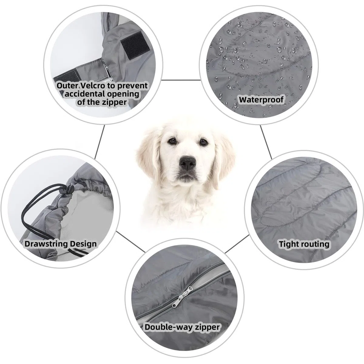 Saco de dormir para perro, impermeable, cálido, plegable, con bolsa de almacenamiento para interiores y exteriores, viajes, camping, senderismo, mochila (43 pulgadas de largo x 27 pulgadas)