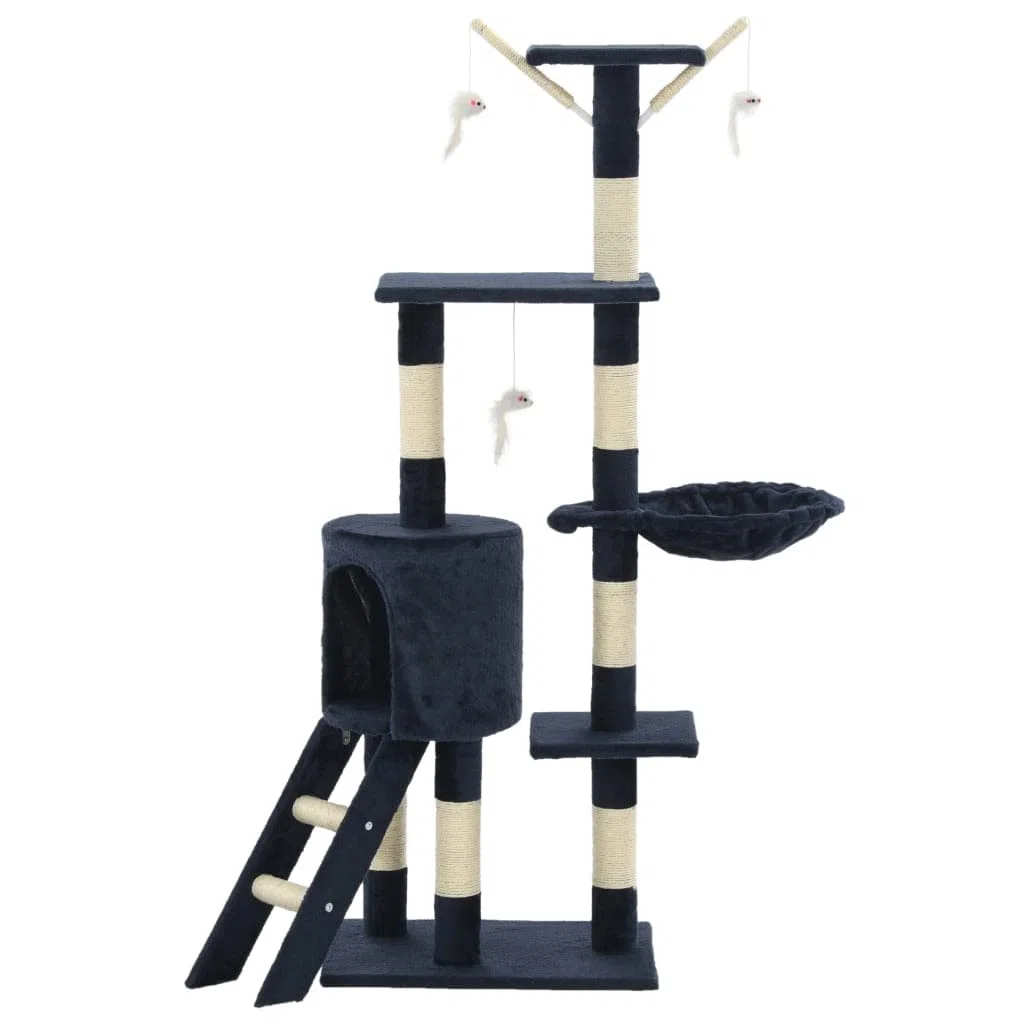 vidaXL Rascador para Gatos Poste Sisal 138 cm Azul Oscuro Árbol Arañar Juguete