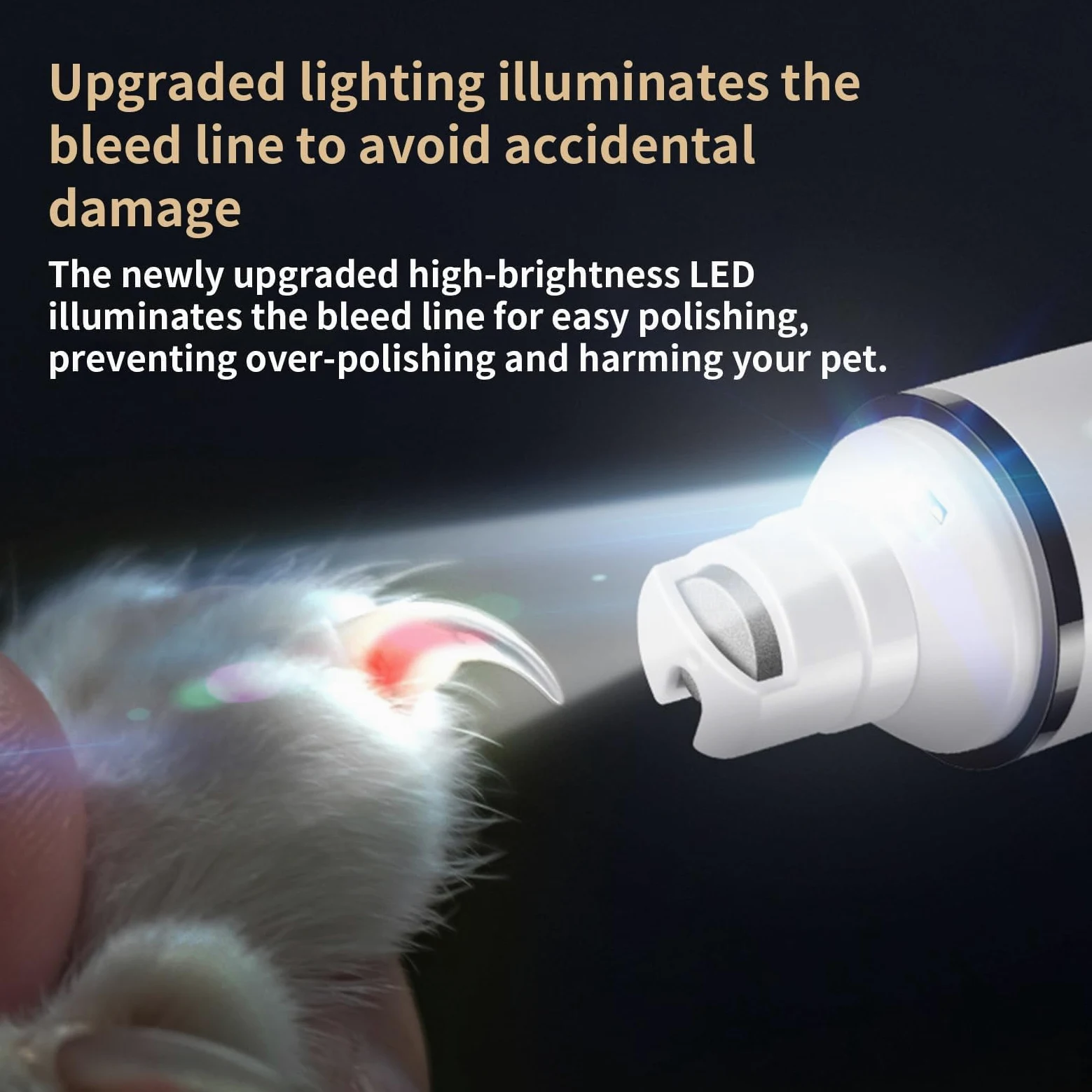 Cortauñas para Mascotas, Lima de uñas for Perros – con Luces LED eléctrica for Recargable por USB Cabezal Repuesto