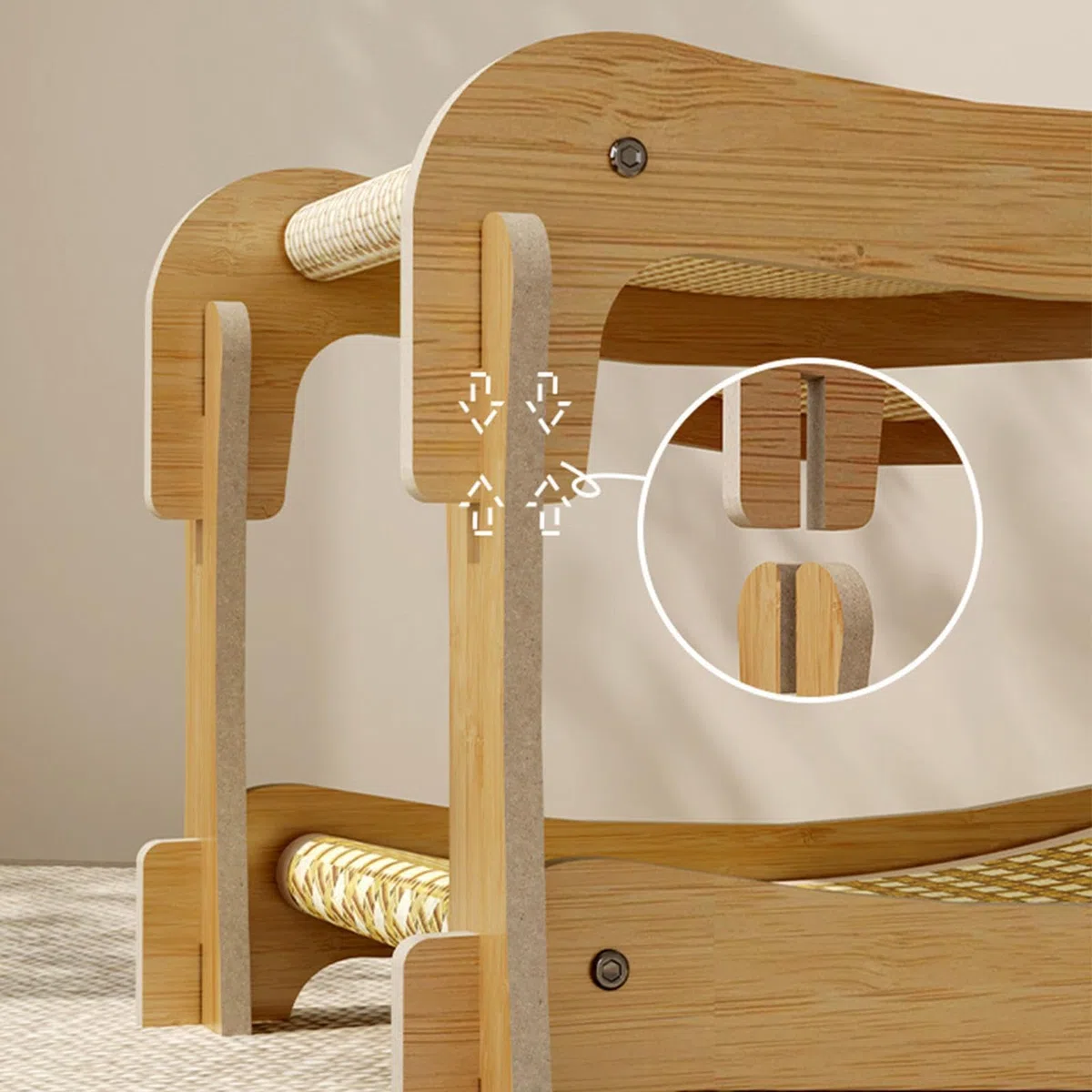 Cama Elevada para Gatos 2 Capas Elevado, Transpirable, Madera y Lavable | Rascador Cama Litera para Mascotas Felinas En Hogar, Dormitorio, Apartamento, Habitación, Salón, Residencia, Piso, Cuarto,