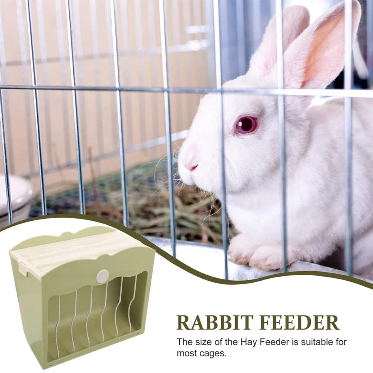 PartyKindom Alimentador Colgante para Conejos y Pequeños Animales de Plástico Verde, Comedero Doble para Mantener la Comida Limpia y Organizada en Jaulas
