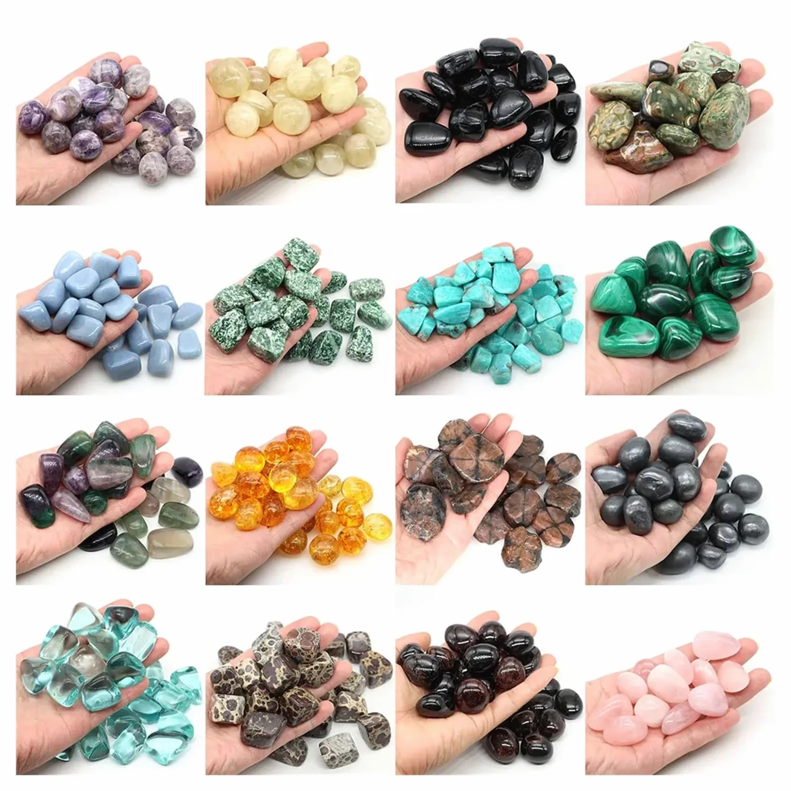 Piedras de Grava para peceras, Rocas pulidas caídas, Piedras Preciosas, Cristales, Acuario, jardín, Multicolor, 50g-1000g(Color 18,1000g)