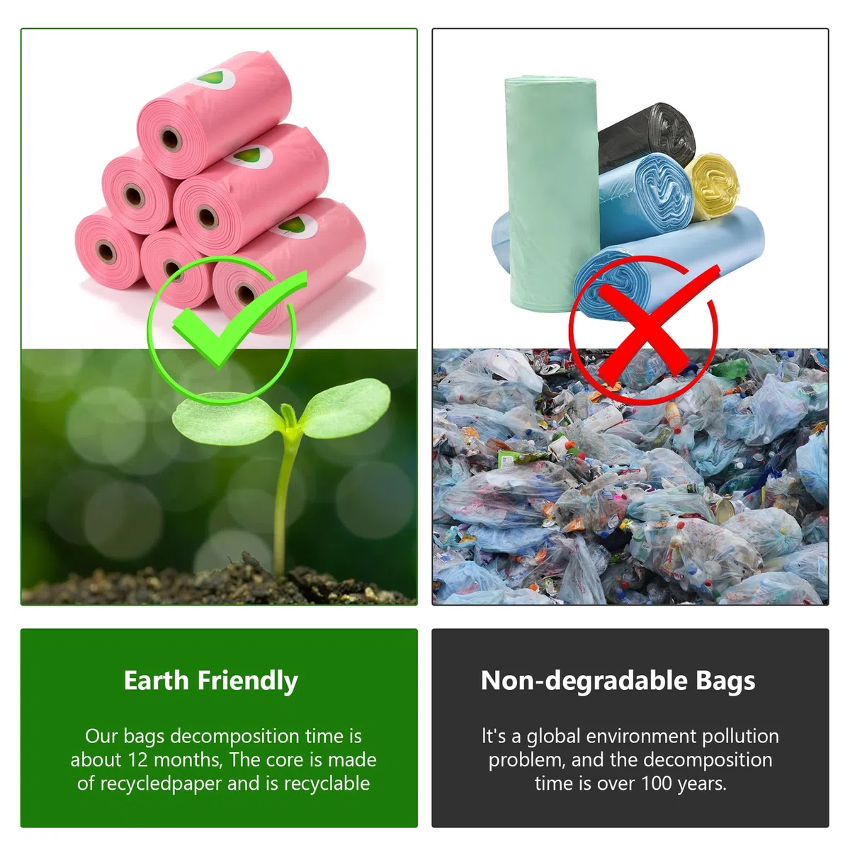 WDFAACK Bolsas biodegradables para caca de perro, color rosa, aroma a lavanda con dispensador, 300 bolsas grandes para excrementos, extra gruesas, fuertes, mezcladas con almidón de maíz, compostables,