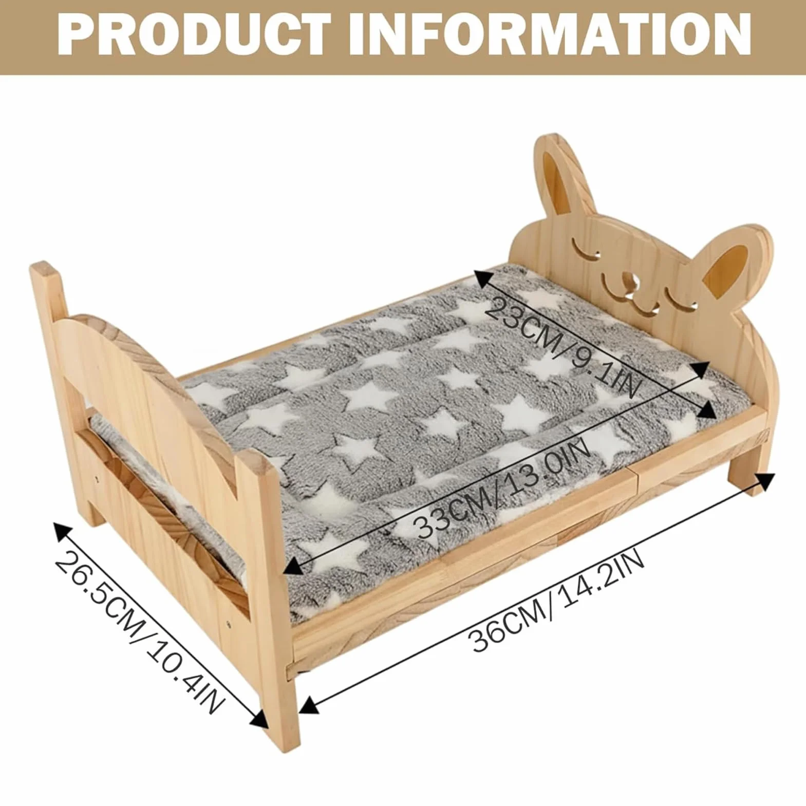 Cama de hurón pequeño de animales con alfombrilla | Jaula de madera desmontable para conejo, gatito, hámster, planeador, ardilla, interior, apartamento