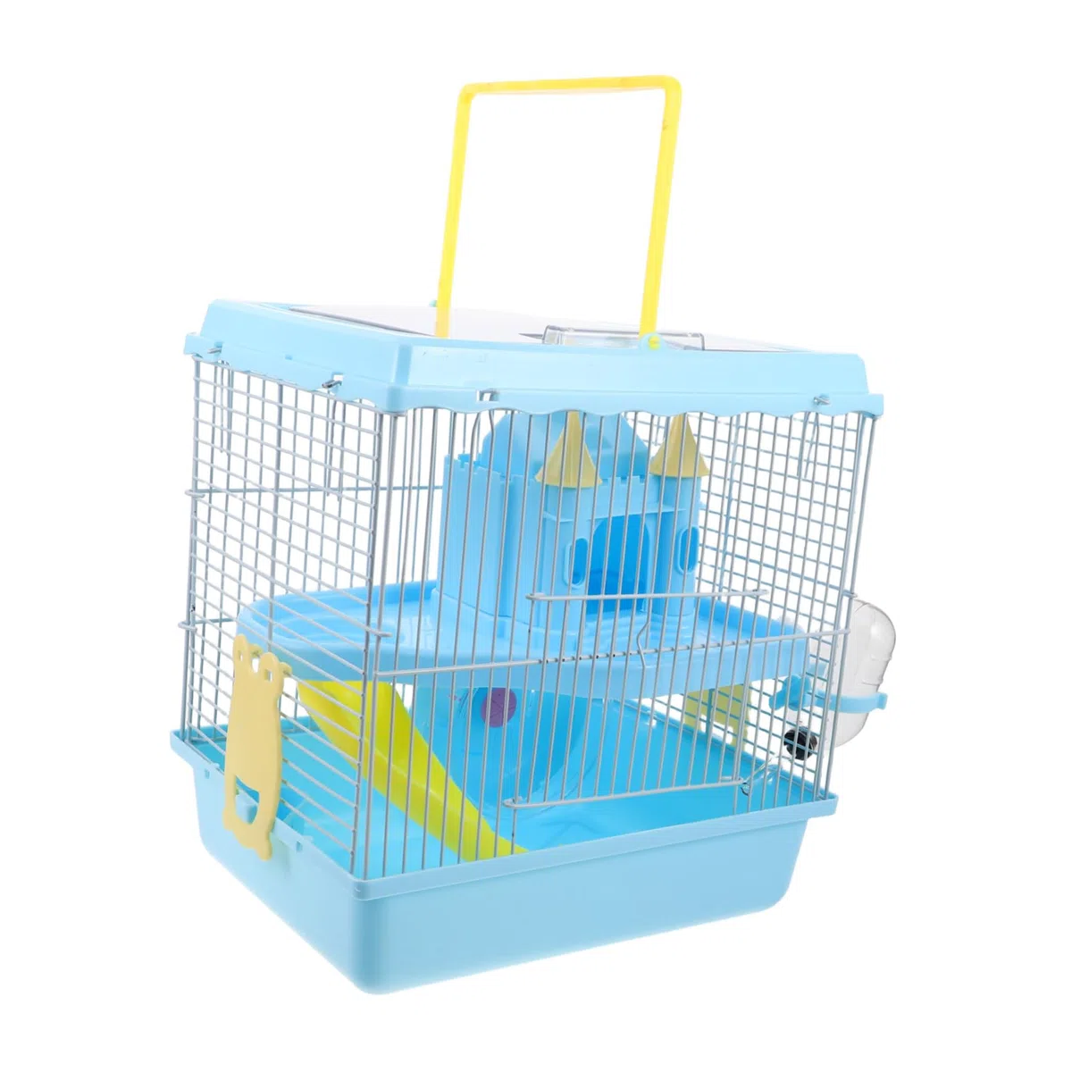 iplusmile Jaula Transparente para Hámsters Enanos con Diseño de Dos Casa Castillo Rueda de Ejercicio Comedero y Bebedero Transportín Portátil para Pequeños Roedores