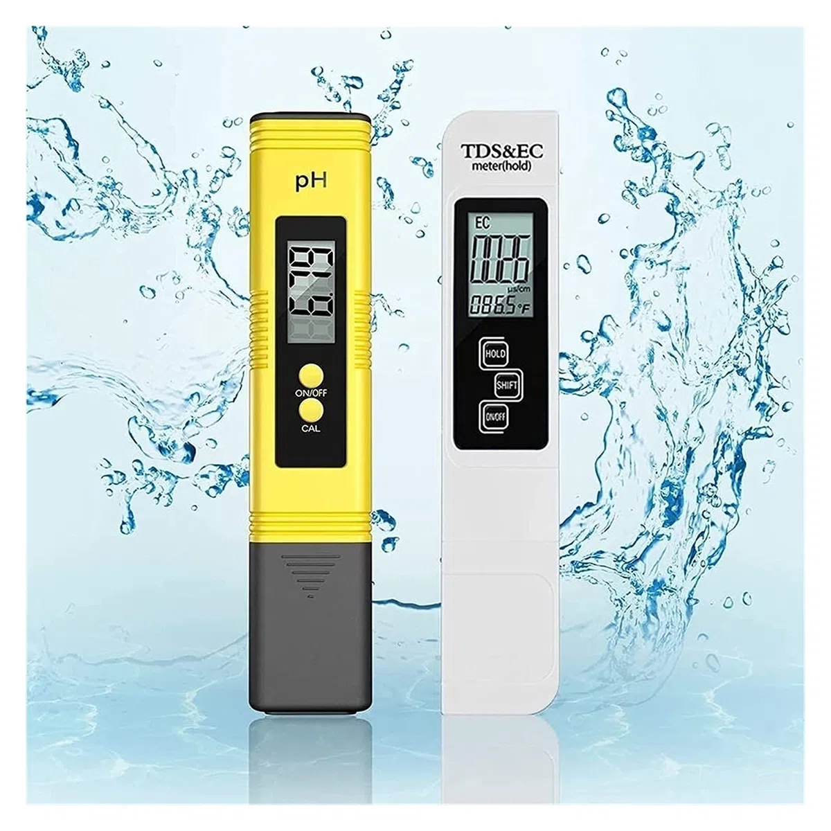 Precise Digital Multiparameter Water Quality Test Meter, for Testing, Drinking Water,Indoor,Pool,Hydroponics, Aquarium Swimming (White/Yellow) Practical Water Quality Detector