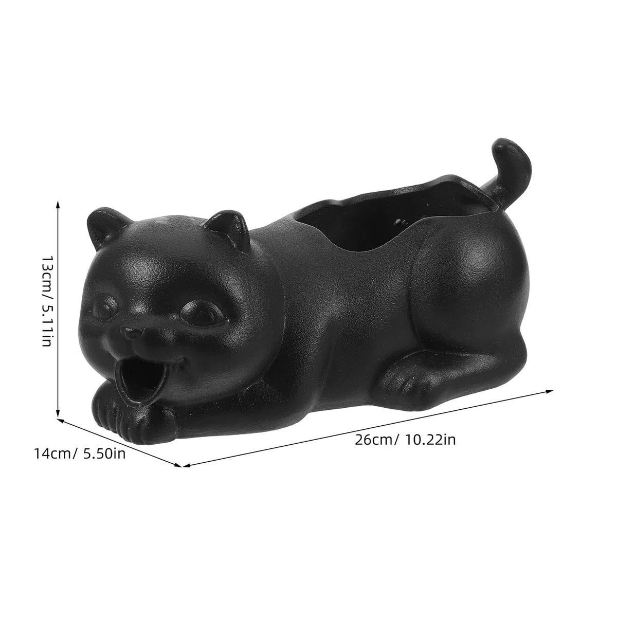 Decoración de Acuario Cerámica con Figura de Gato Negro Fuente de Agua para Estanques y Acuarios Accesorio Ornamental para Paisaje de Jardín y Mejora de Oxigenación de Agua Dulce