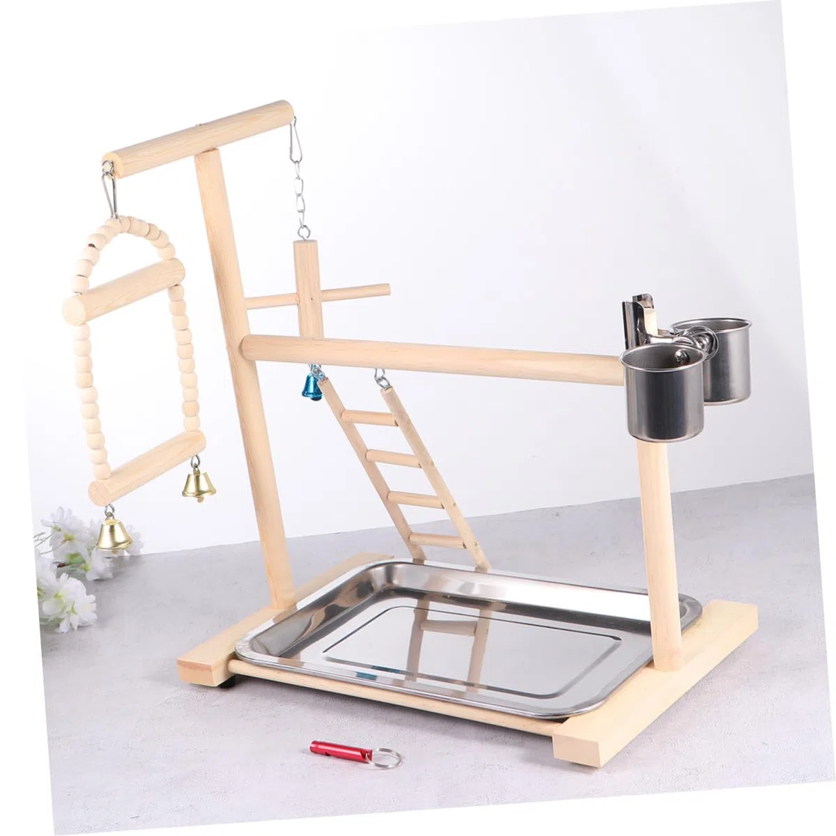 1pieza Columpio para Pájaros De Madera Juguete Colgante Divertido para Periquitos y Loros Estación De Creativa para Aves Pequeñas para Entretenimiento y Ejercicio Beige