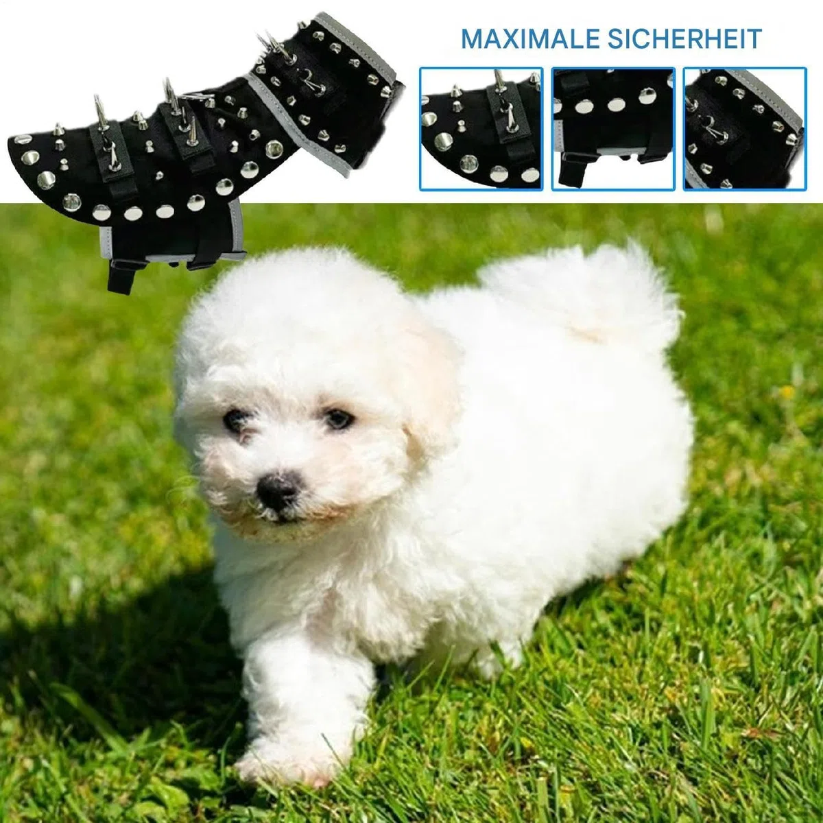 Chaleco con Púas para Perros Pequeños Protección Ajustable Reflectante