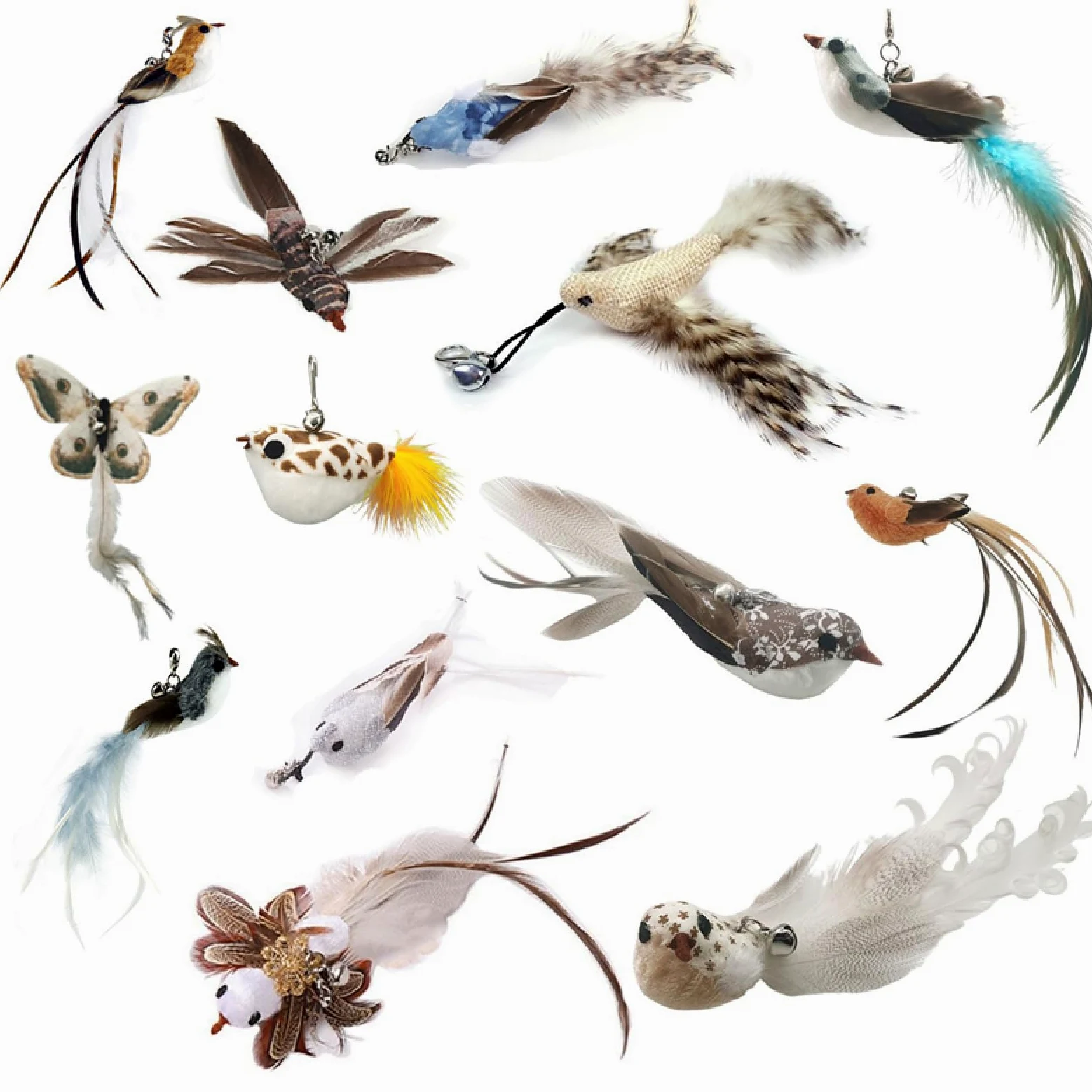 Juguete de Plumas para Gatos, Juguetes for Gatos, Varita de Plumas con Manos Libres y Campana, Potente Ventosa, Juguete Interactivo for Cazar Hacer Ejercicio, 1 Unidad, 16 Unidades