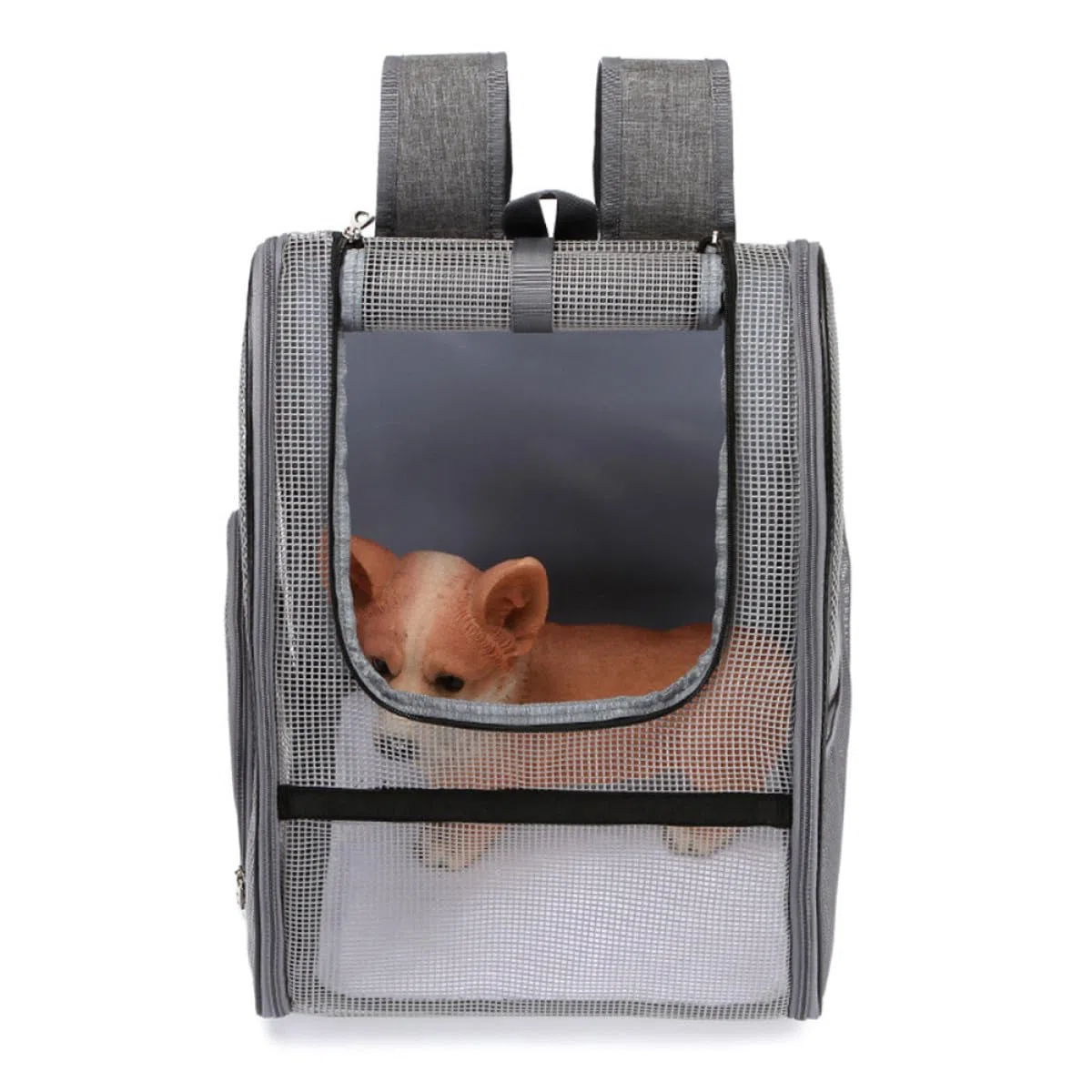 Homoyoyo Mochila para Mascotas Negra Tamaño L Mochila Bandolera Transpirable de Malla Portátil para Gatos y Perros hasta 15 Kg Ventana Enrollable para Ventilación y Correa Acolchada