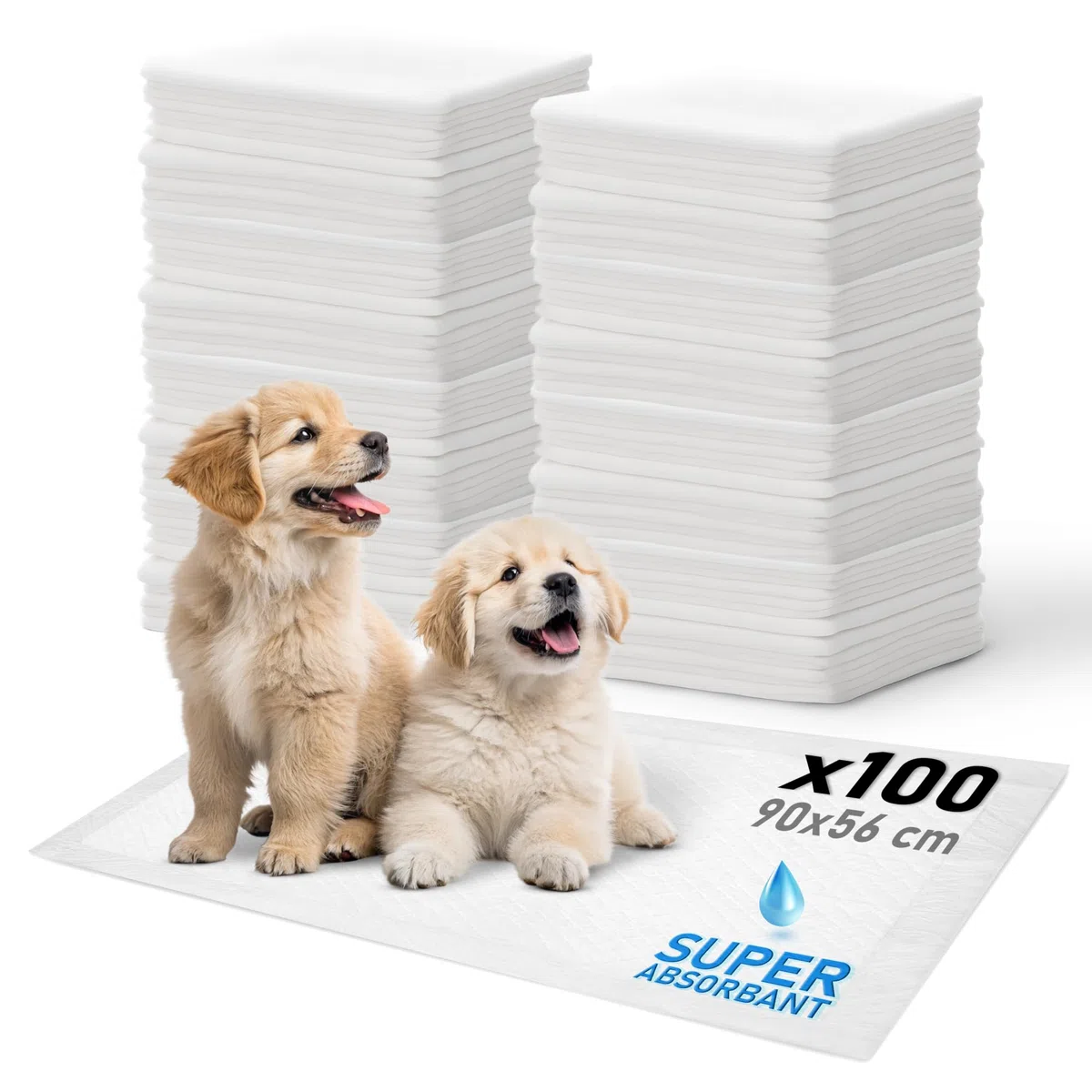Iris Ohyama, Almohadillas para Cachorros / Adiestramiento, Alfombrillas superabsorbentes para incontinencia en el baño, para Perros y Cachorros de hasta 35kg - Pet Pad NS-100 DW, Blanco