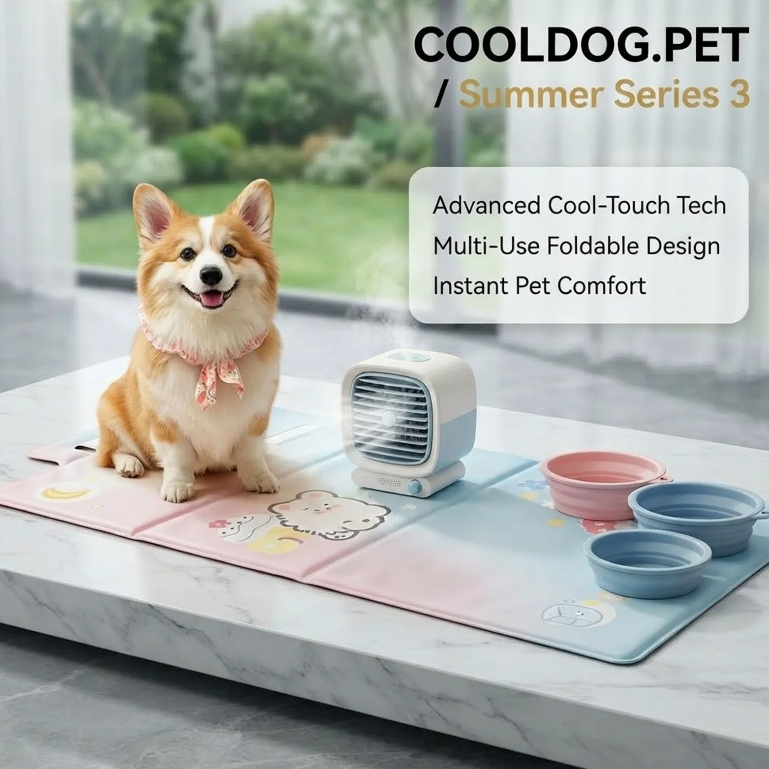 Alfombrilla de refrigeración para perros con gel de refrigeración automática, alfombrilla de refrigeración de verano para perros, diseño portátil de tres pliegues, almohadilla de