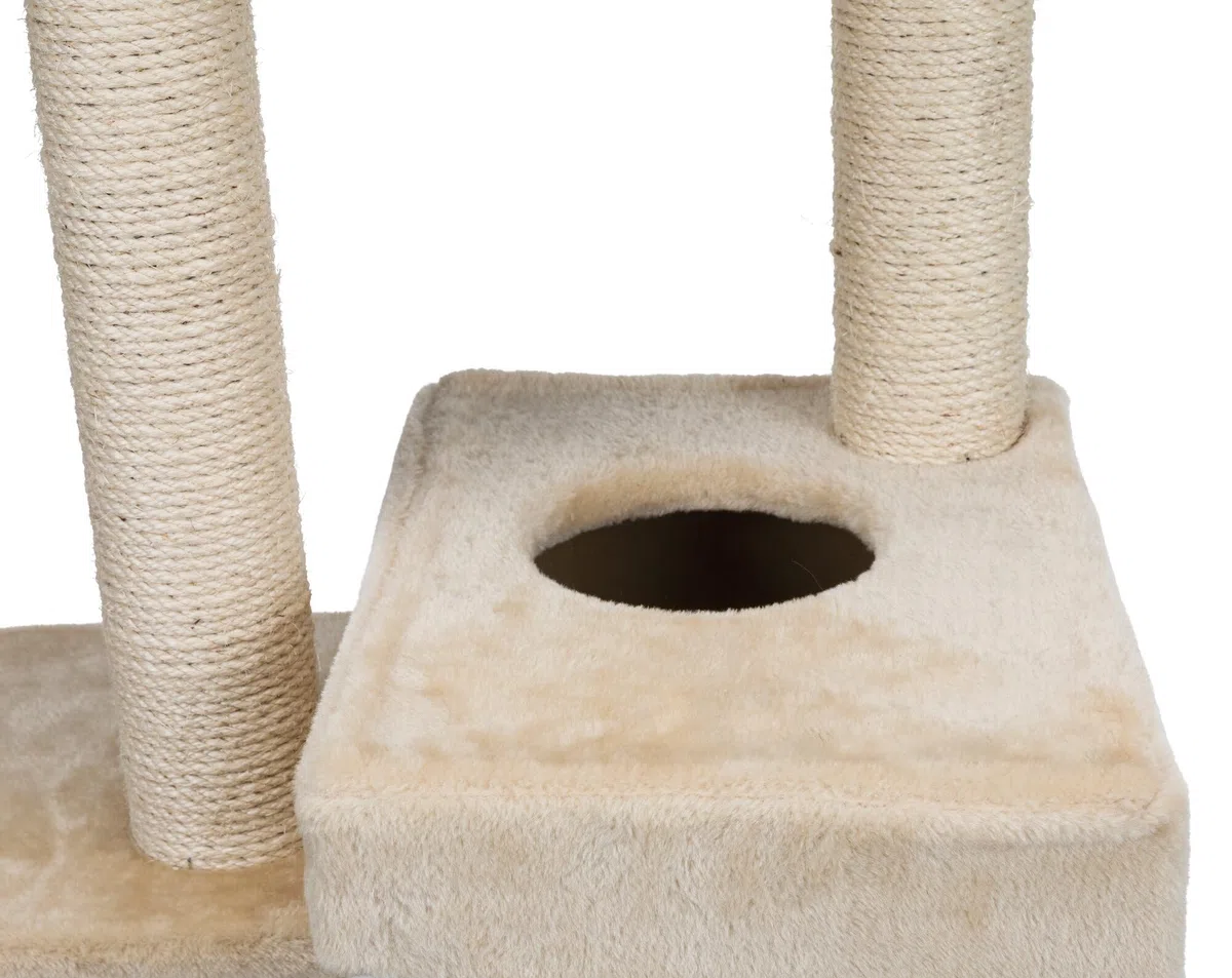 TRIXIE 43861 Poste Rascador Alicante, 142 cm, Beige | Superficie de sisal resistente y almohadillas suaves: proporciona diversión a los gatos, juego y retiro relajado