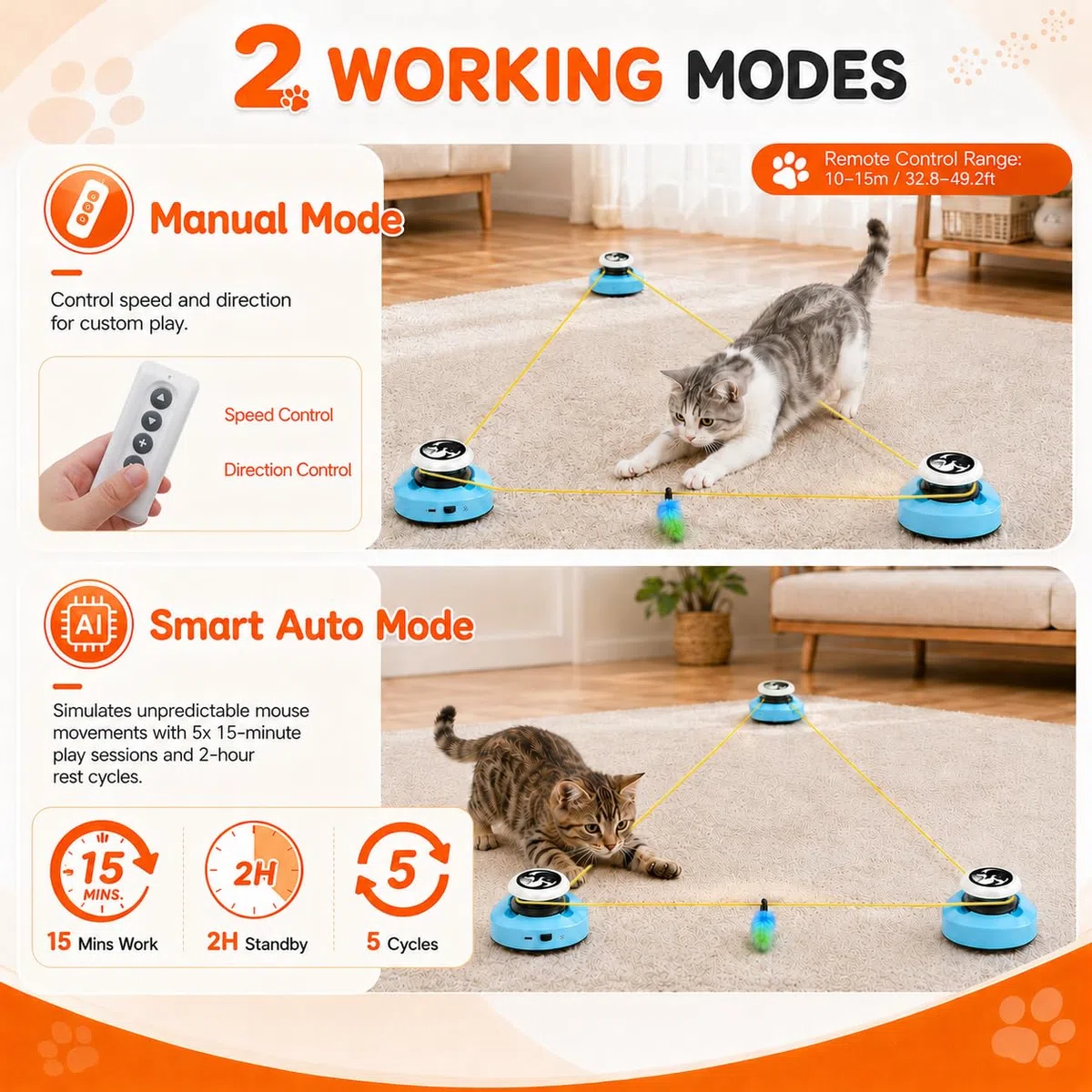 ITSHINY Juguete eléctrico para gatos, juguete interactivo para gatos, autoempleo con caminos ajustables, modos automáticos/manuales, recargable, para jugar activamente la salud