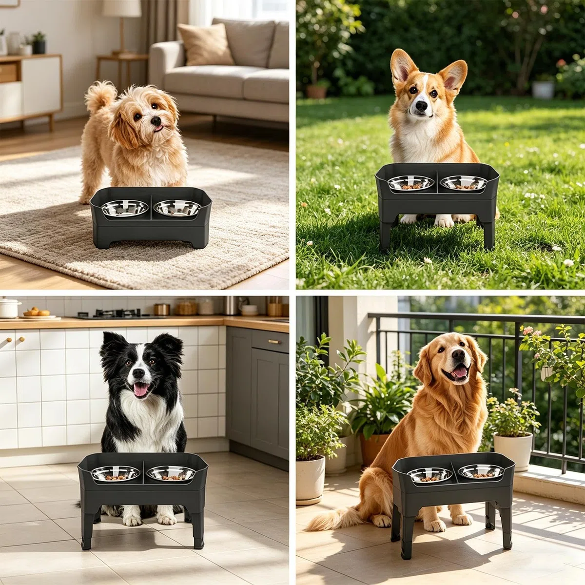 Comederos Elevados para Gatos Estación De Alimentación De Acero Inoxidable | Set De Comida Y Agua Para Perros Para Mascotas Cachorros Alimentación Entrenamiento Cocina Exterior Camping Jardín