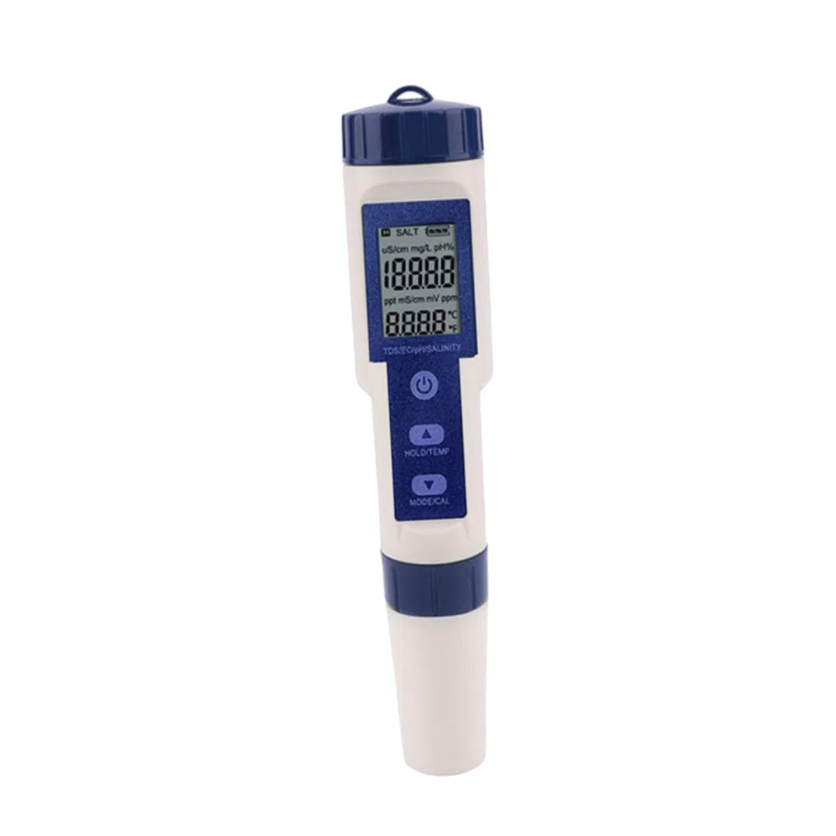 Medidor Digital de Salinidad y Ph para Acuicultura Sonda de Alta Sensibilidad y Carcasa de Plástico, Incluye 3 Baterías Lr44 para Laboratorios de Agua