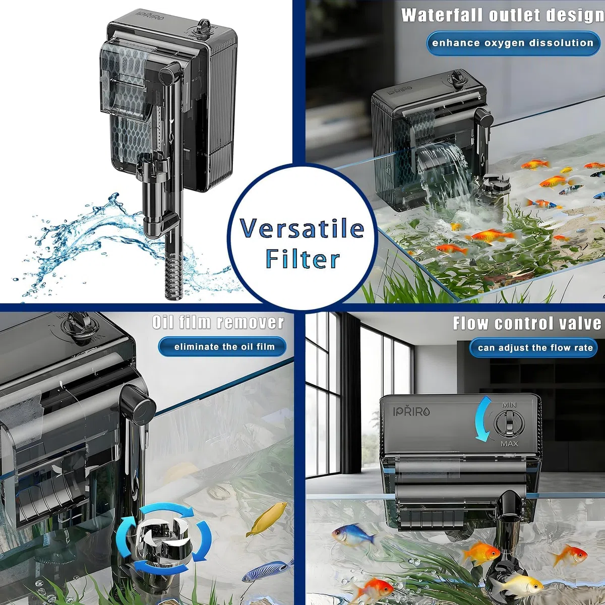 Acuario de Nano Cristal de 32 cm de Largo, con Placa separadora para Betta, pecera Cuadrada Multifuncional con Filtro, luz LED, Vidrio Blanco de 4 mm