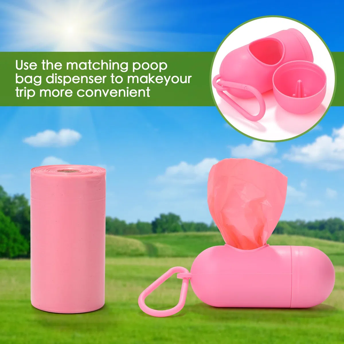 WDFAACK Bolsas biodegradables para caca de perro, color rosa, aroma a lavanda con dispensador, 300 bolsas grandes para excrementos, extra gruesas, fuertes, mezcladas con almidón de maíz, compostables,