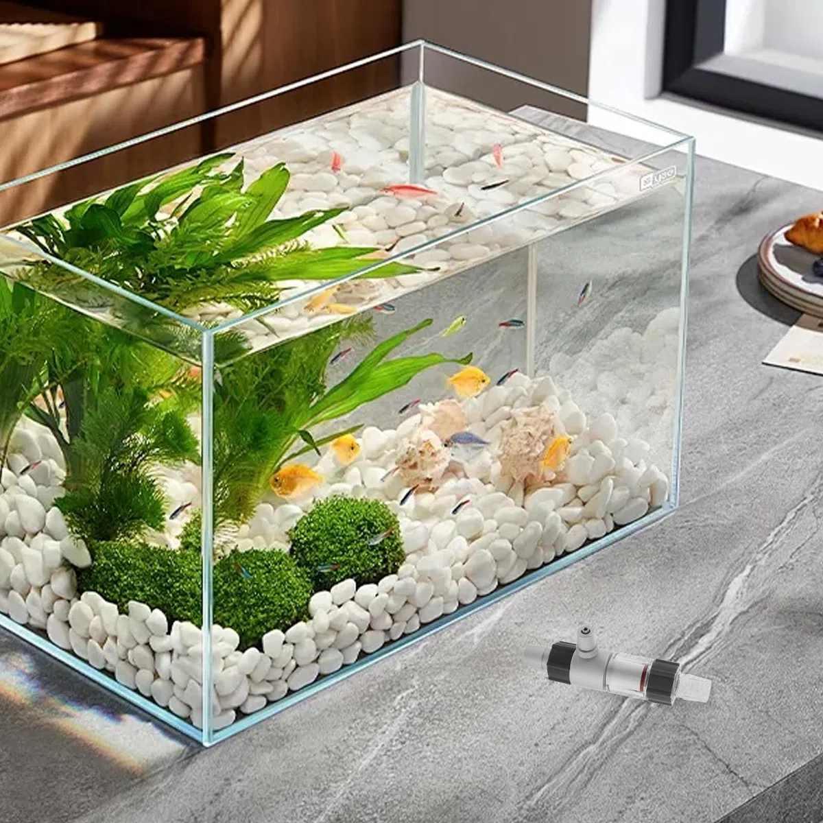 Alipis Difusor de Burbujas para Acuario Difusión de Co2, Compatible Mangueras de Agua, Material Acrílico y Aleación de Aluminio para Acuarios