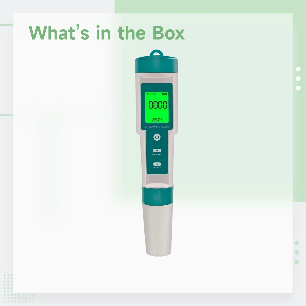 Probador de calidad del agua, medidor de pH digital 7 en 1 para agua, EC, salinidad, contenido mineral, SG, ORP, temperatura, pantalla de retroiluminación, medición precisa para acuarios, piscinas