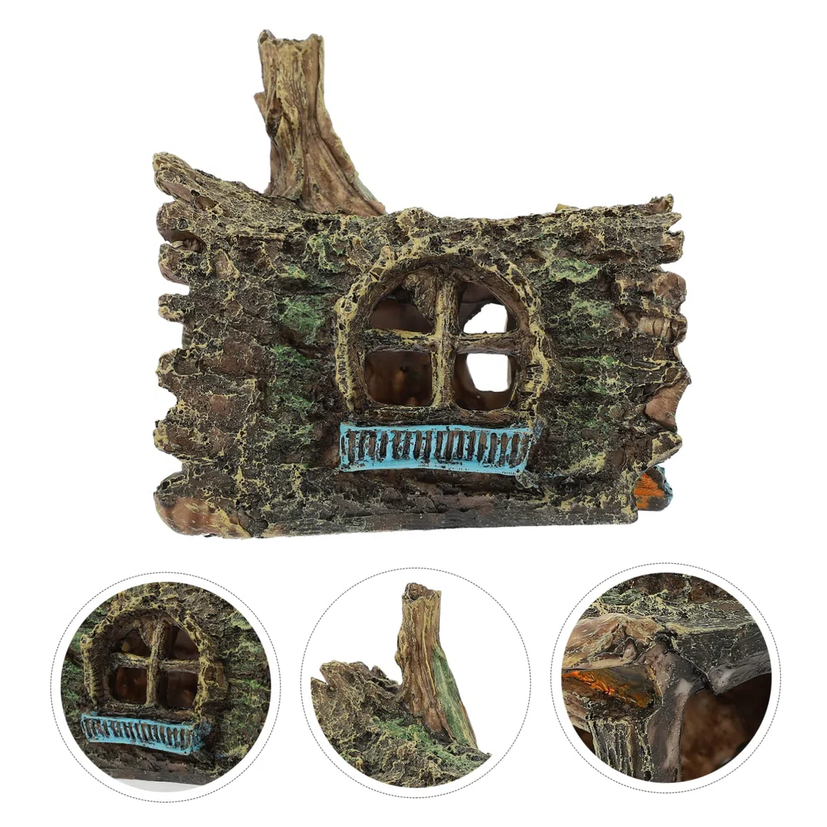 YARNOW 3 Piezas Decoración De Pecera Planta De Acuario Falsa Escondite Esponja Madera a La Helecho Neón Pegatina Flotante Decoraciones De Peceras Neto Cueva Casa Resina