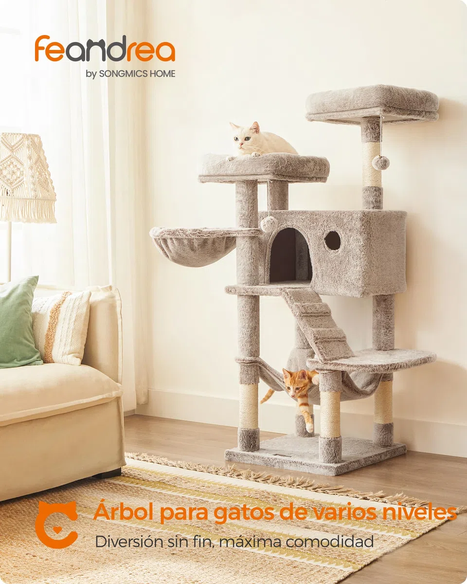 Feandrea Árbol de Gatos, Torre de Gatos Grande, Marrón y Blanco Ombré PCT162M01