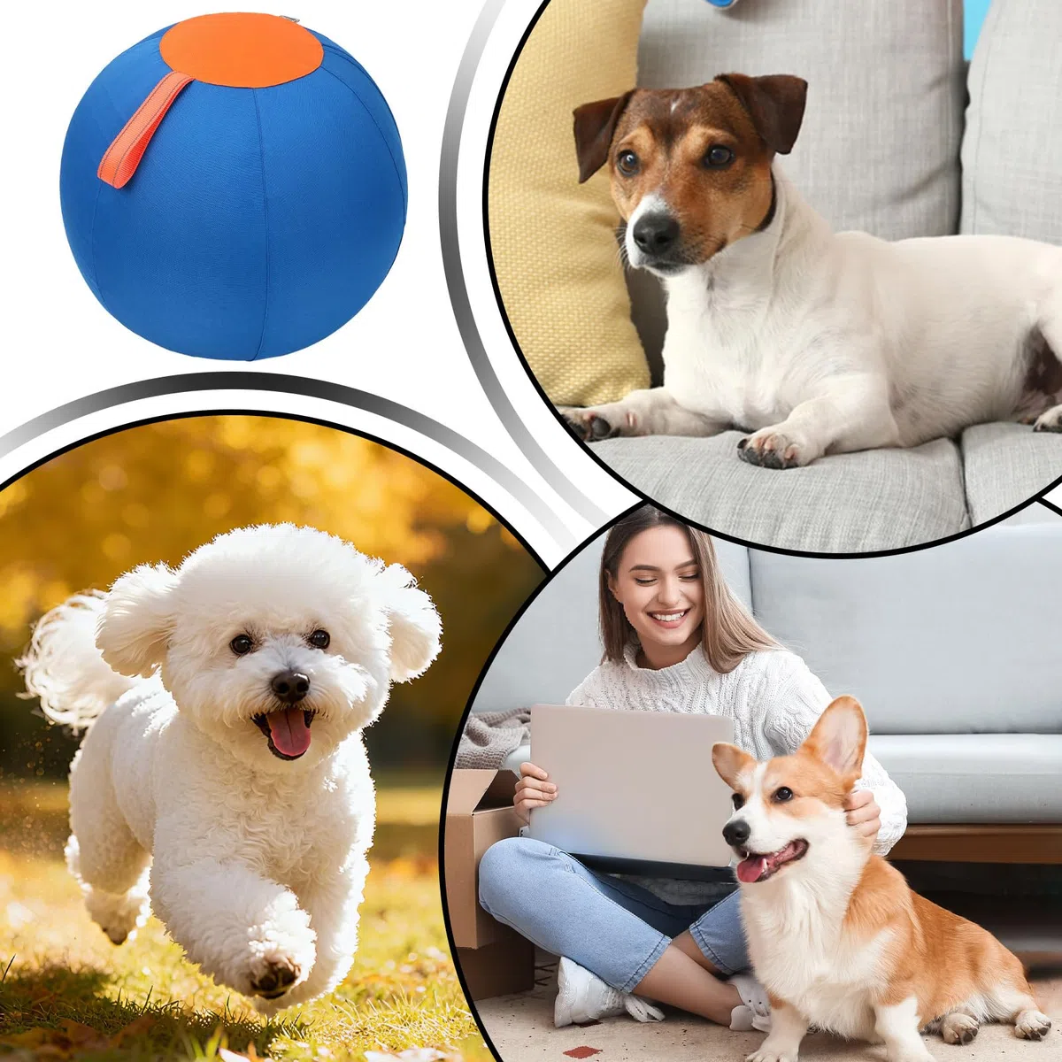 Pelota de pastoreo para perros Mordedor inflable para cachorros | Pelota Relajante para Perros para Jardín, Terraza, Parque, Apartamento, Hogar, Oficina, Refugios y