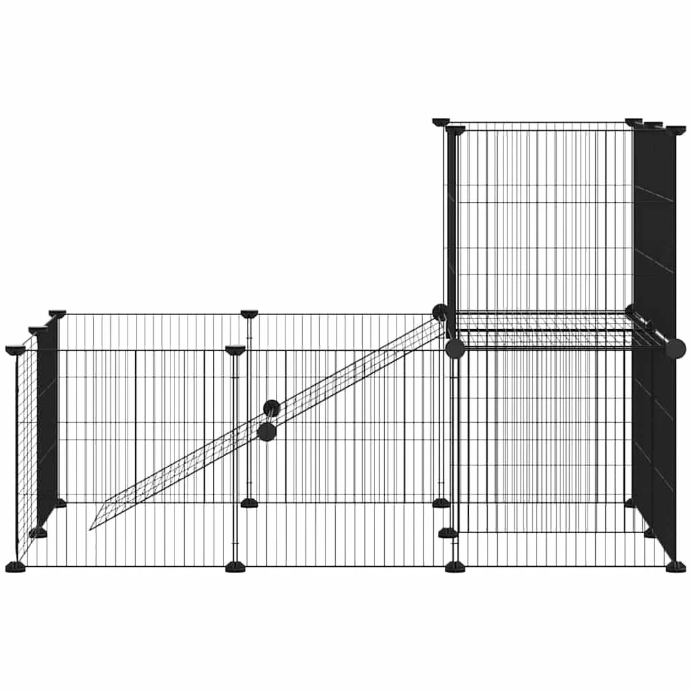 Jaula de 20 piezas para animales pequeños, de acero con recubrimiento en polvo, 35 x 35 cm, con puerta, casa para roedores para conejos, interior y balcón de jardín