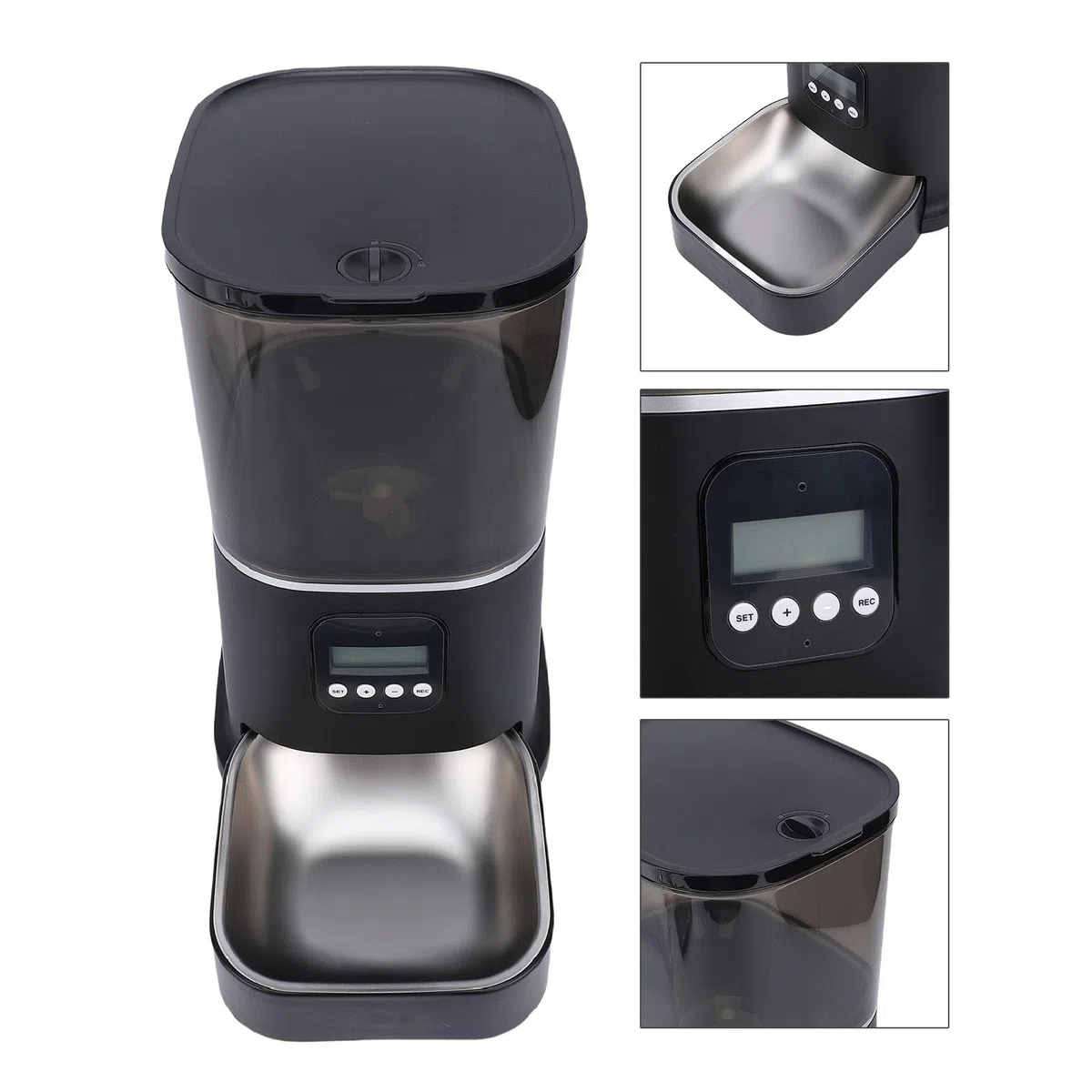 HEEPDD Alimentador Automático para Mascotas, Comederos Automáticos de Acero Inoxidable de Grado con Fuente de Alimentación Dual para Dueños de Gatos Ocupados y Uso en Interiores, Alimentador para