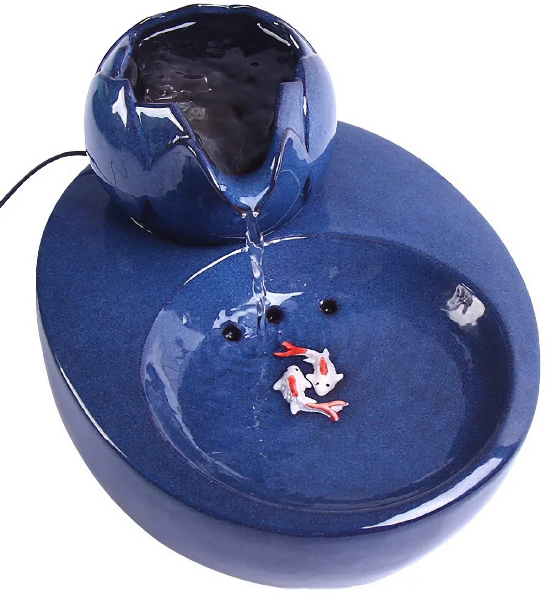 Fuente de Agua para Gatos de Cerámica, Bebedero Gatos Fuente de Cerámica, 1.5L, Fuente de Agua para Gatos y Perros con Filtros y USB, Voltaje de Seguridad de 5V (Color : Azul)