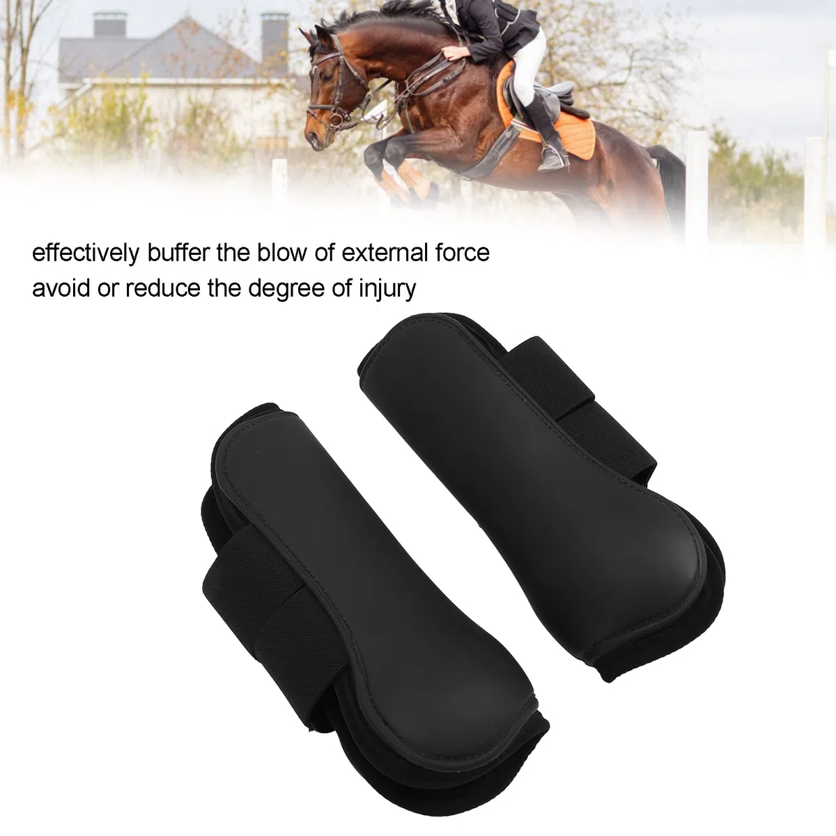 Desconocido Juego de 2 uds. De Botas para tendón de Caballo, Suaves, Antideslizantes, con amortiguación, Botas Protectoras para tendón de Carcasa de PU para Caballos (Grandes)