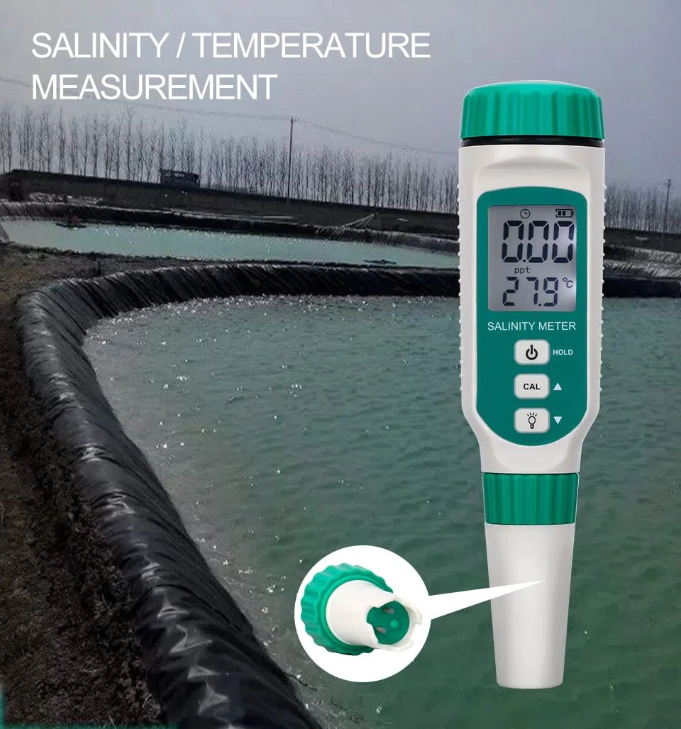 Prueba de calidad del agua Acuario Medidor de agua de mar Medición Salinómetro,Pantalla LCD 3 en 1 Digital Salinity Meter Tester Pen