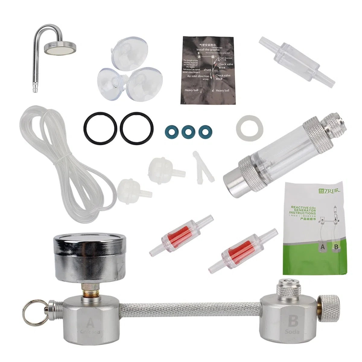 Equipos de soldadura de gas Acuario CO2 Kit de sistema generador Bricolaje Accesorios de acuarios for el difusor de contador de burbujas con válvula solenoide for el crecimiento de las plantas acuátic