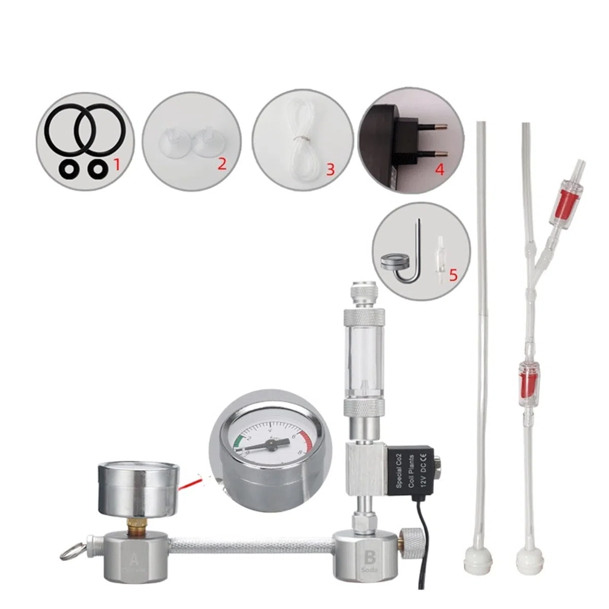 Equipos de soldadura de gas Acuario DIY CO2 Difusor de contador de burbujas del kit de sistema generador con válvula solenoide CO2 Generador for peces de plantas acuáticas Accesorios para bombas de ai