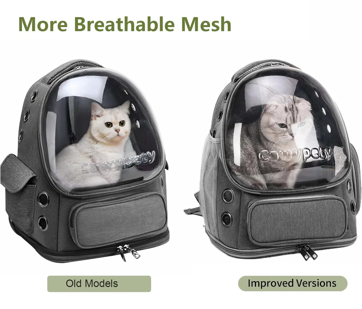 Cawypety Mochila transportadora para gatos, transpirable, con burbujas de espacio grande, para gatitos, perros pequeños de hasta 12 libras, transparente y plegable para viajes, senderismo
