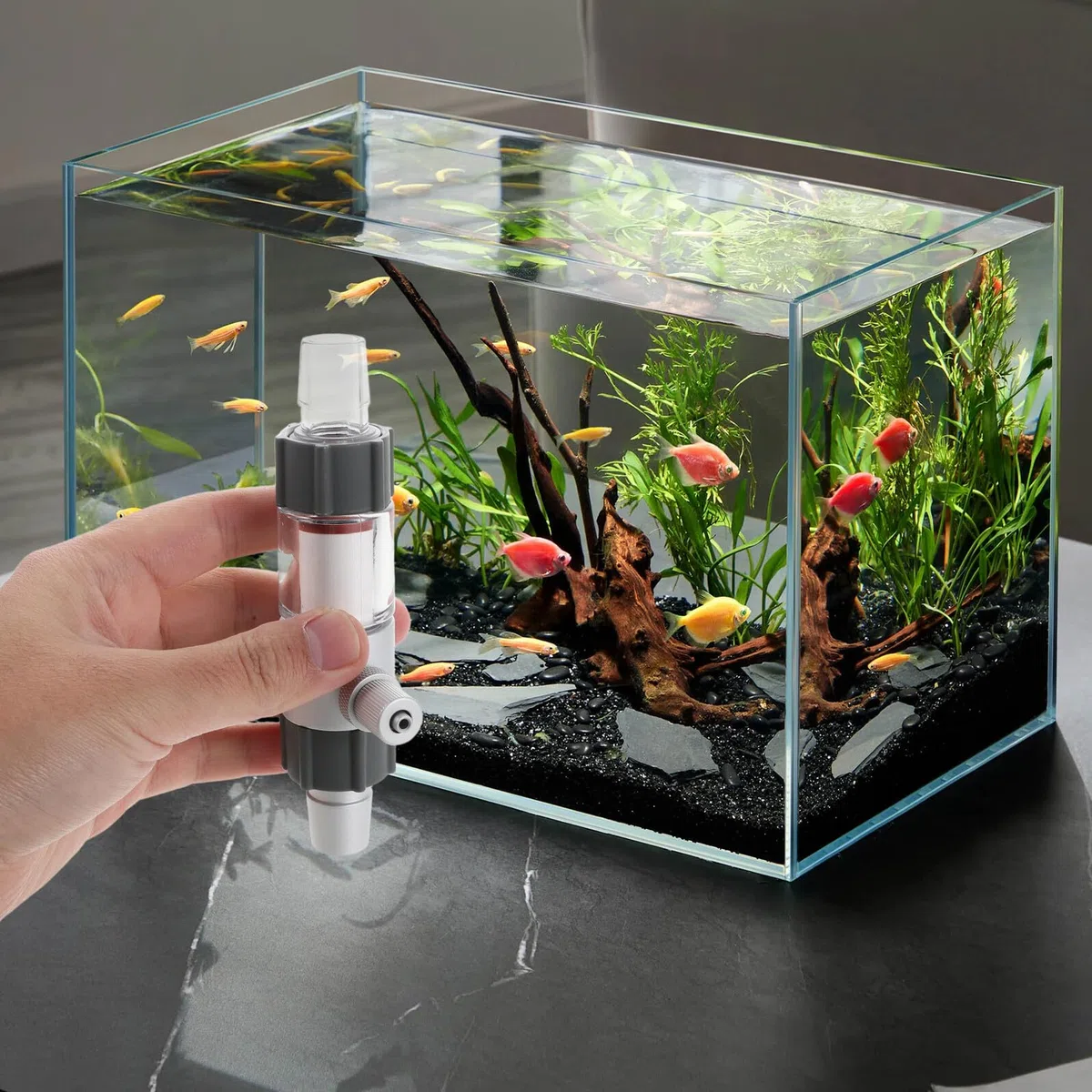 HANABASS Difusor de Co2 Difusión de Dióxido de Carbono para Acuario Plantado Reactor Externo de Vidrio Compatible Tanque de Cristal para Aficionados