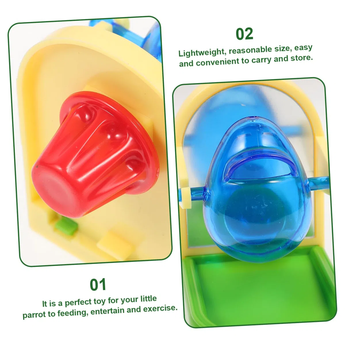 UPKOCH Juguete de Entrenamiento para Loros y Pájaros, Dispensador de Comida Resistente de Metal y Plástico, Adecuado para Entretenimiento y Desarrollo de Inteligencia Color Aleatorio