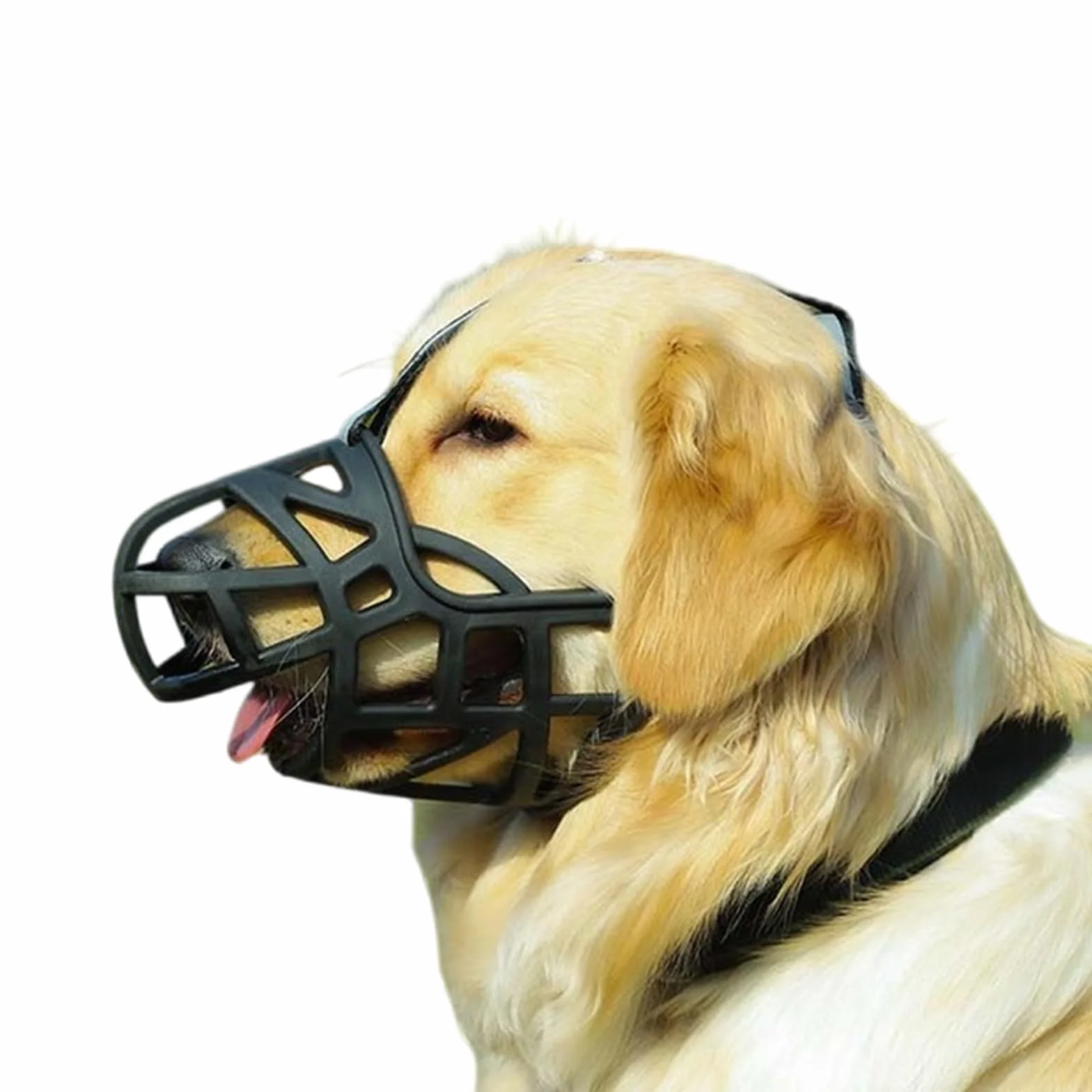 Bozal para Perros, Bozal Transpirable for Perros, bozal for Que Evita mordeduras, Ajustable, diseño de Apertura Frontal, Permite jadear y Beber(Black Reflective Tape,No. 5)