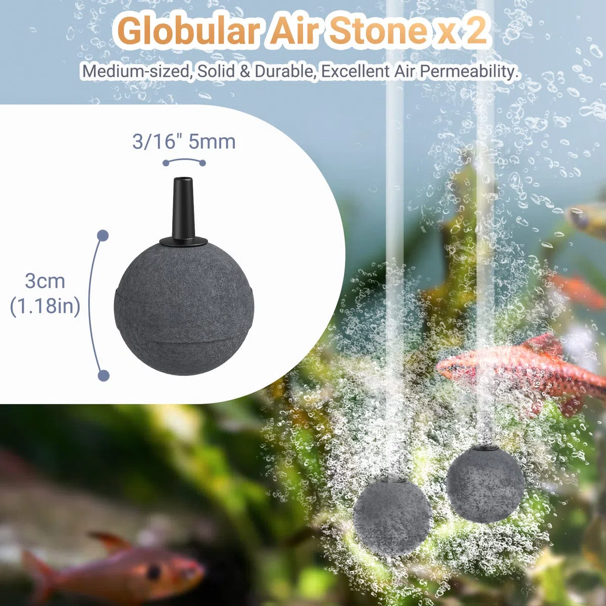 MoonOrange Kit de accesorios para bomba de aire para acuario con tubo estándar, piedras de aire, válvulas de retención, ventosas y conectores.