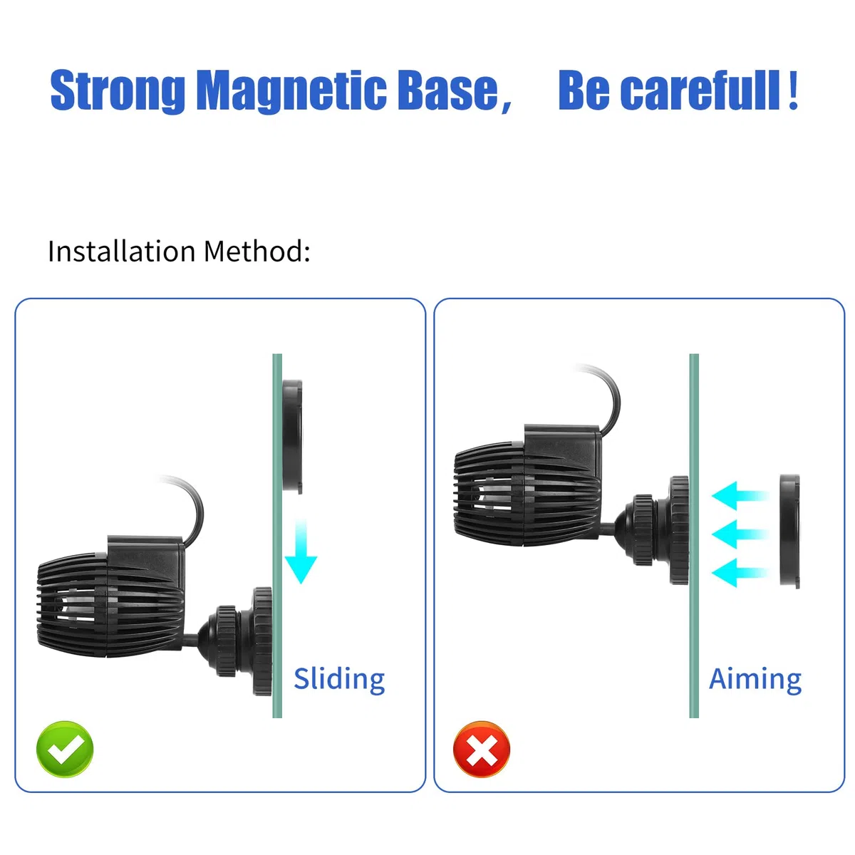 AQUANEAT Bomba de circulación para acuario Wavemaker de 800 GPH, bomba de agua sumergible, base magnética