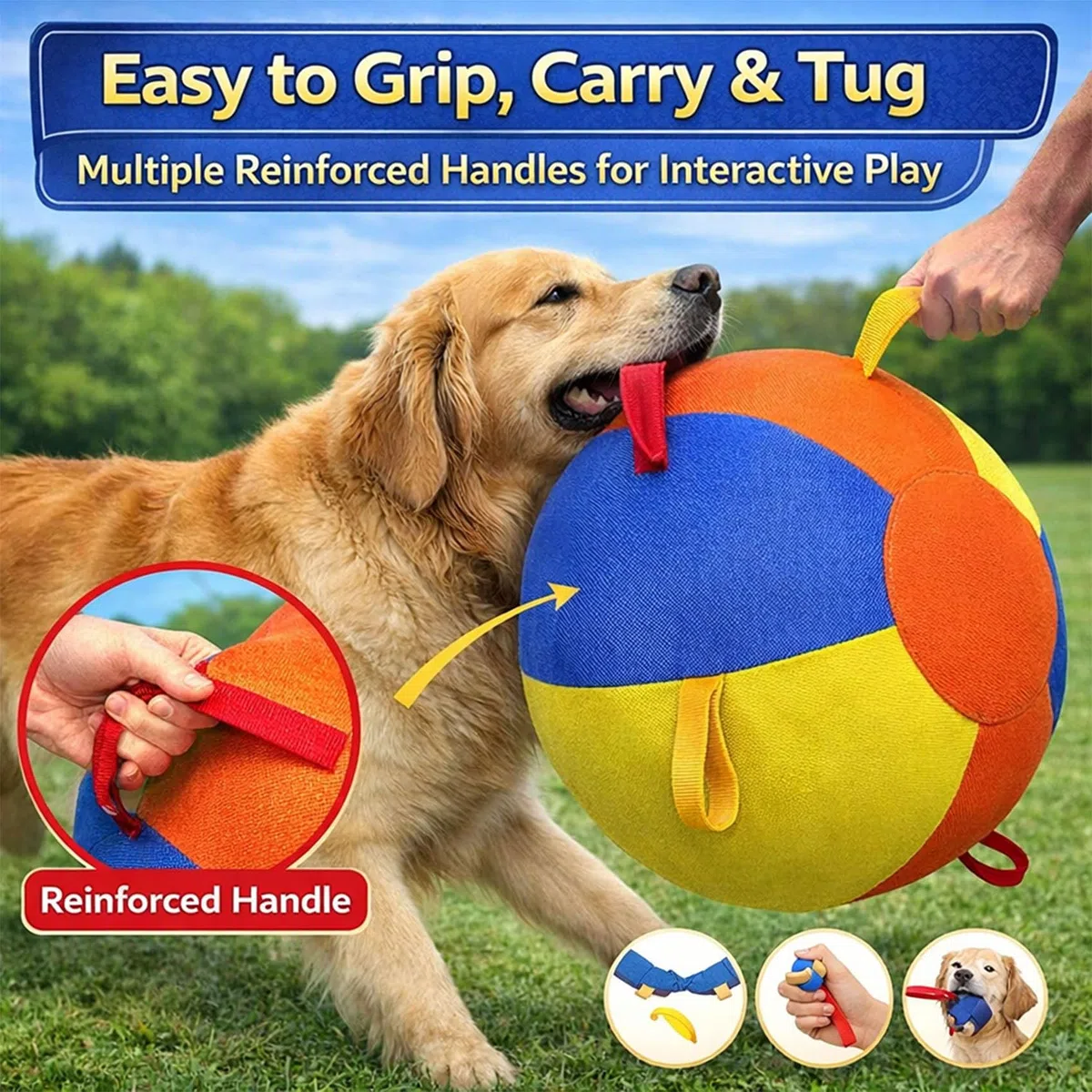Herding Balls for Dogs, Calming Jumbo Ball for Dogs, 10 18 22 Inch Giant Inflatable Dog Ball with Reinforced Handles Cover & Pump, Durable Tear Resistant Toy for Training Exercise Play (45 cm/17.72in)