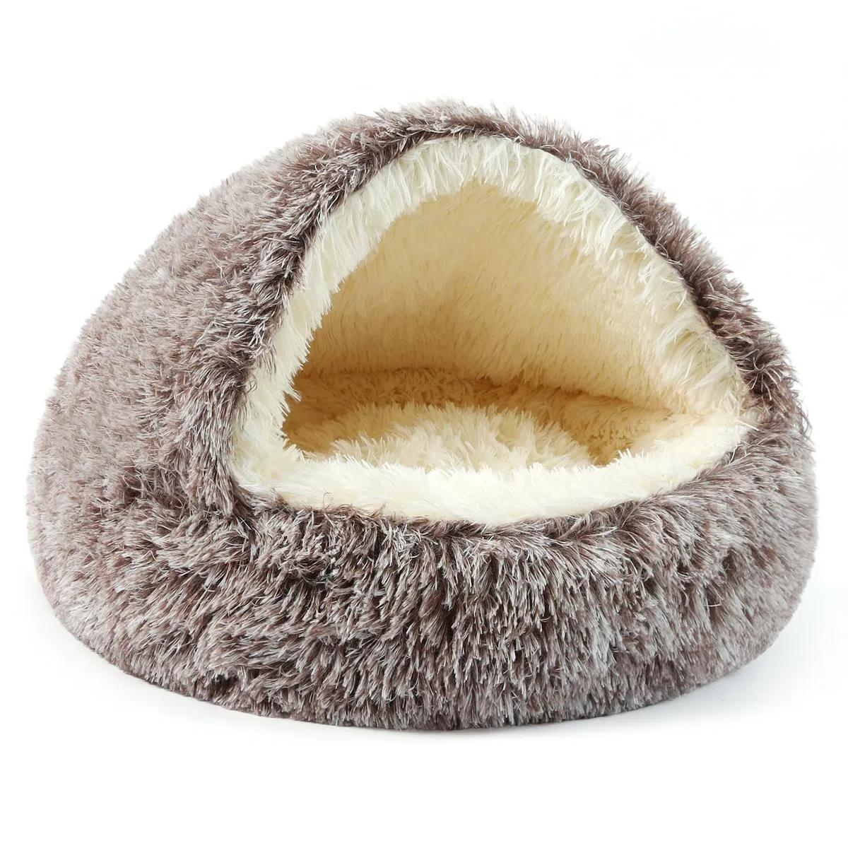 Cama tipo cueva para perros, cama lavable para perros pequeños y medianos con parte inferior antideslizante, marrón degradado, 70 cm
