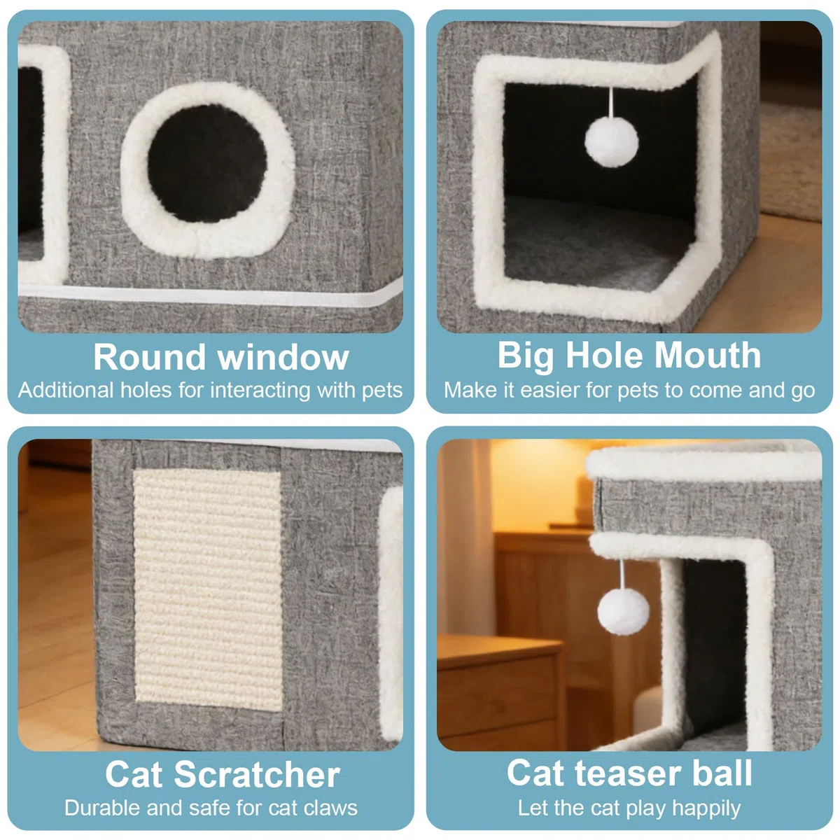 Cueva para gatos, cama para gatos, casa plegable para gatos
